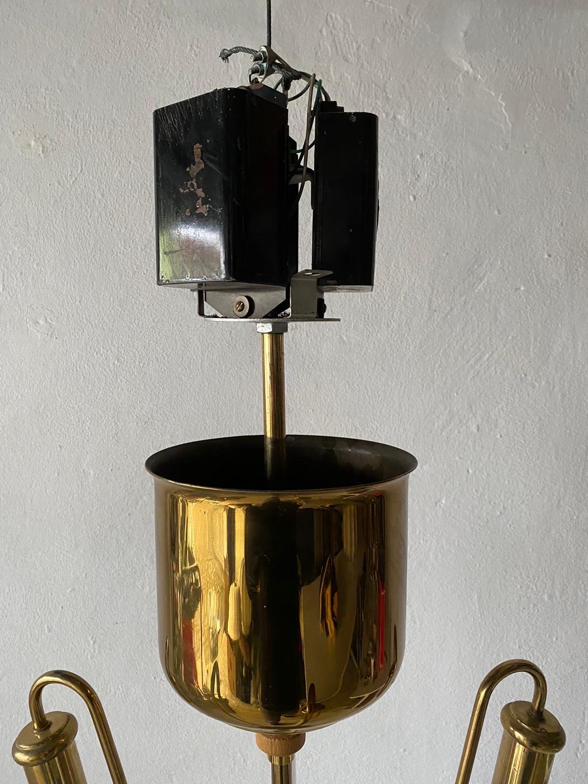 Brass Art Deco Bauhaus Chandelier by Kaiser & Co., 1930s, Germany For Sale 10