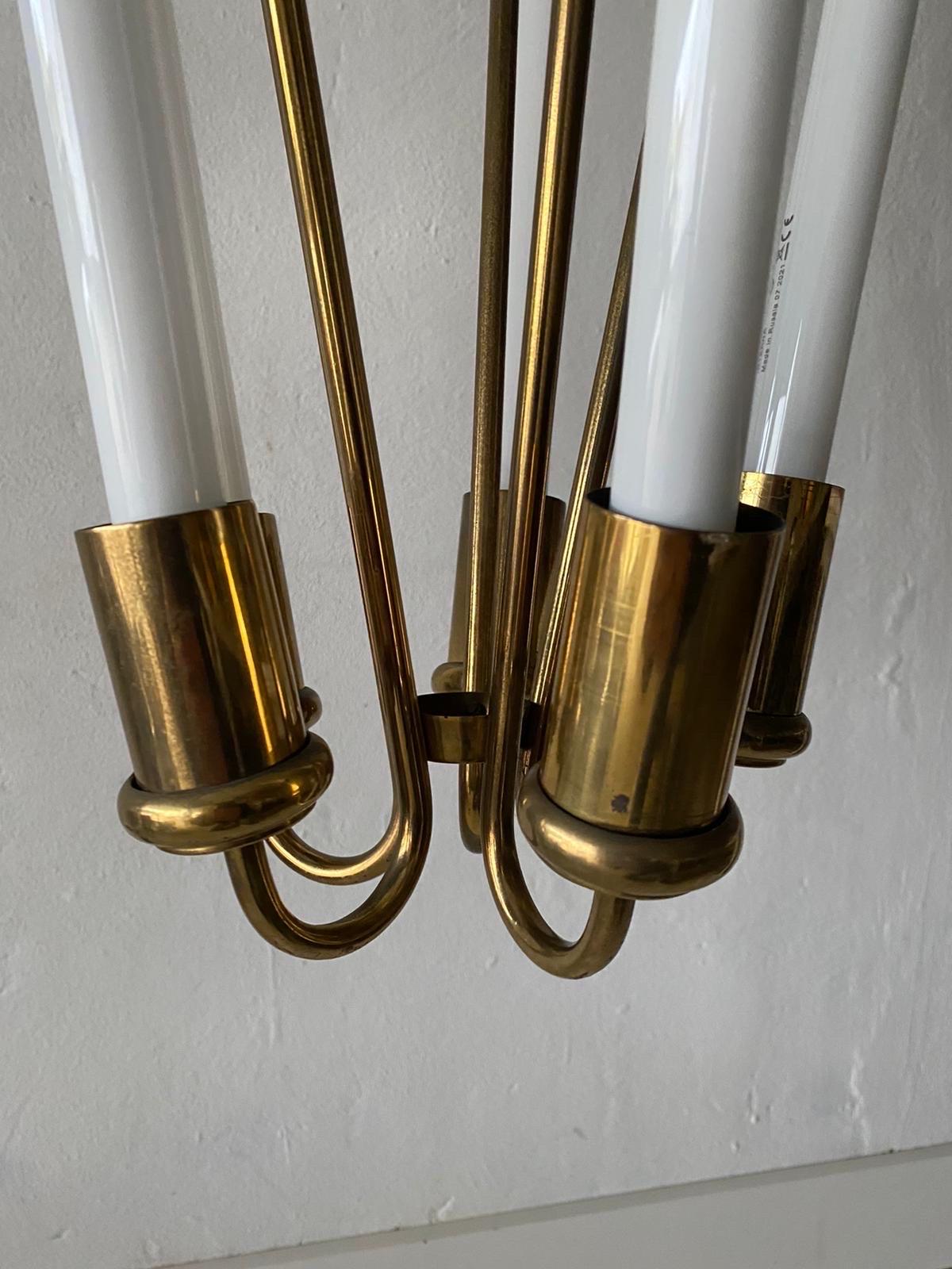 Brass Art Deco Bauhaus Chandelier by Kaiser & Co., 1930s, Germany For Sale 11