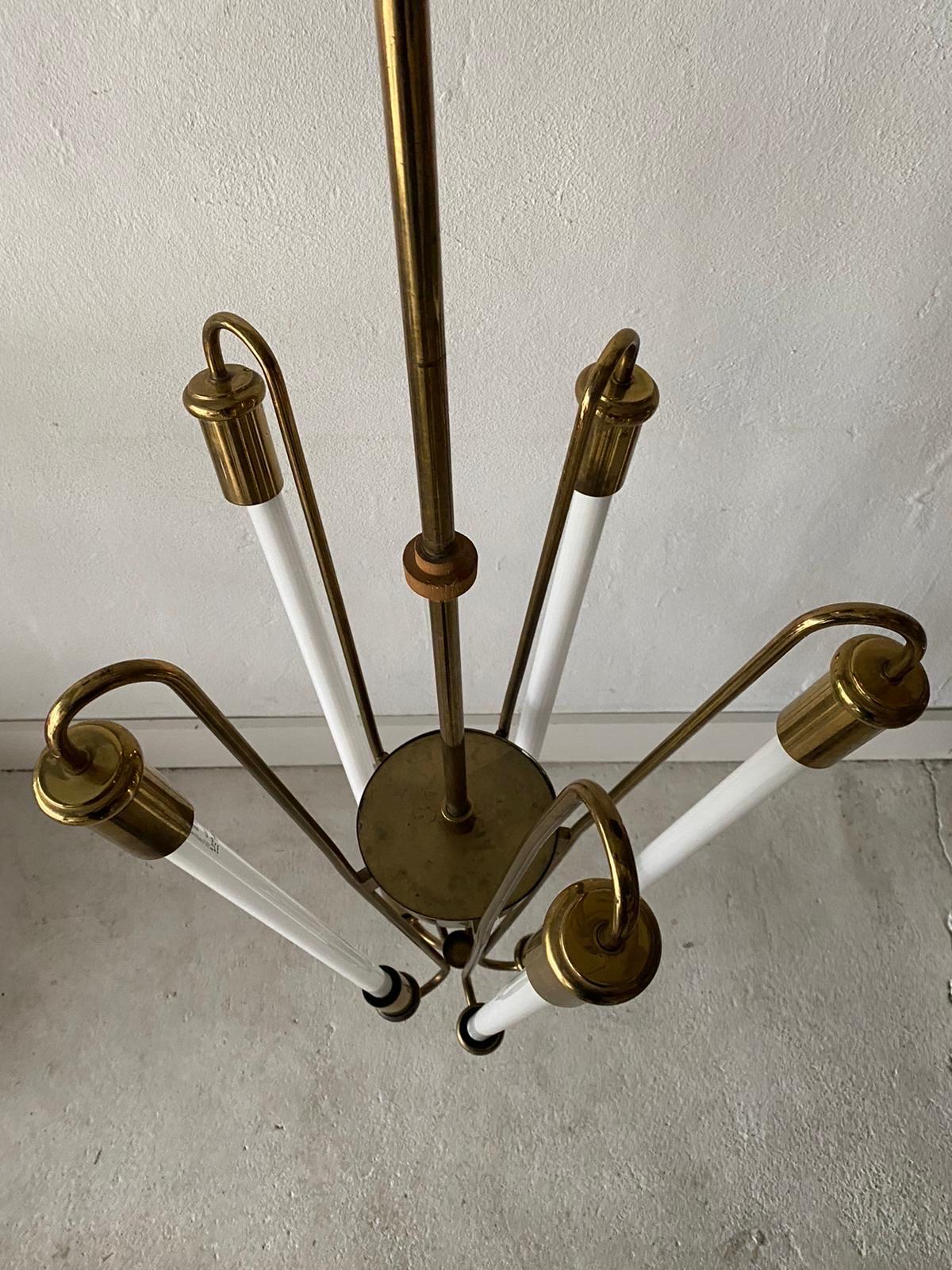 Brass Art Deco Bauhaus Chandelier by Kaiser & Co., 1930s, Germany For Sale 12