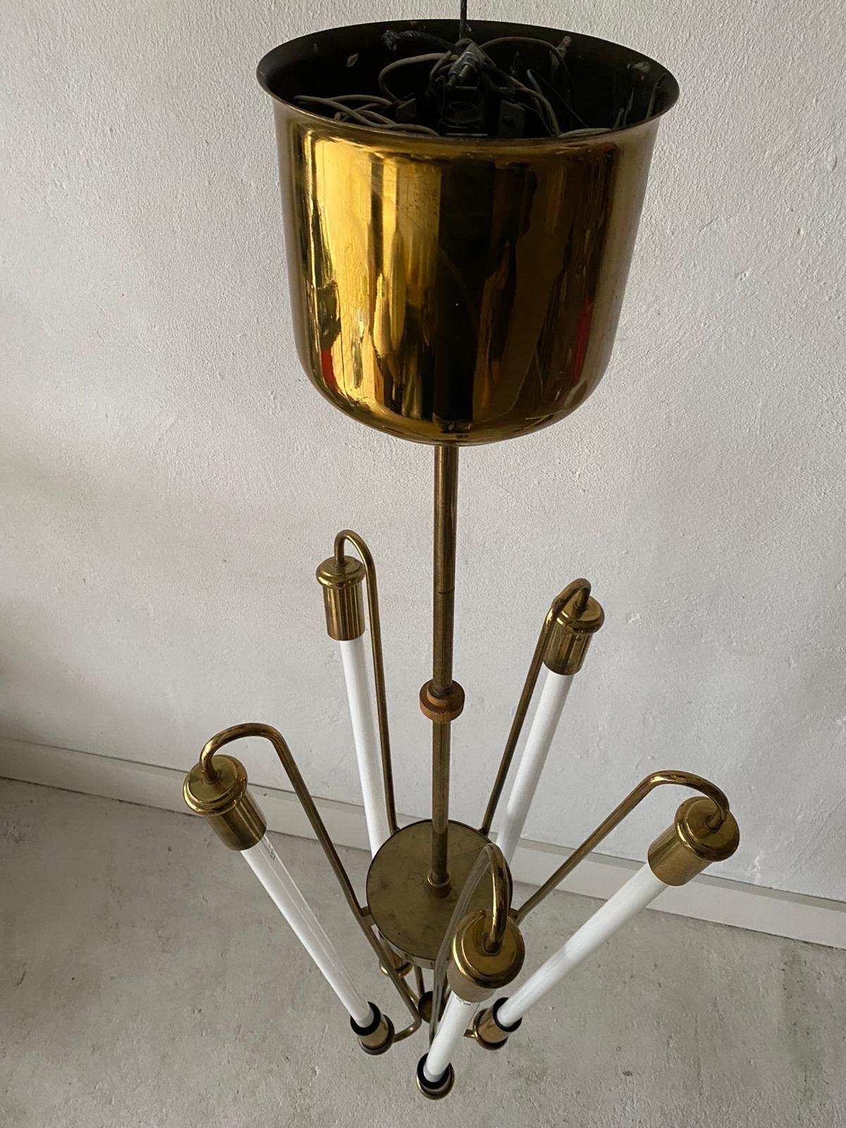 Brass Art Deco Bauhaus Chandelier by Kaiser & Co., 1930s, Germany For Sale 13