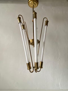 Lampadario Art Deco Bauhaus in ottone di Kaiser and Co., anni '30, Germania