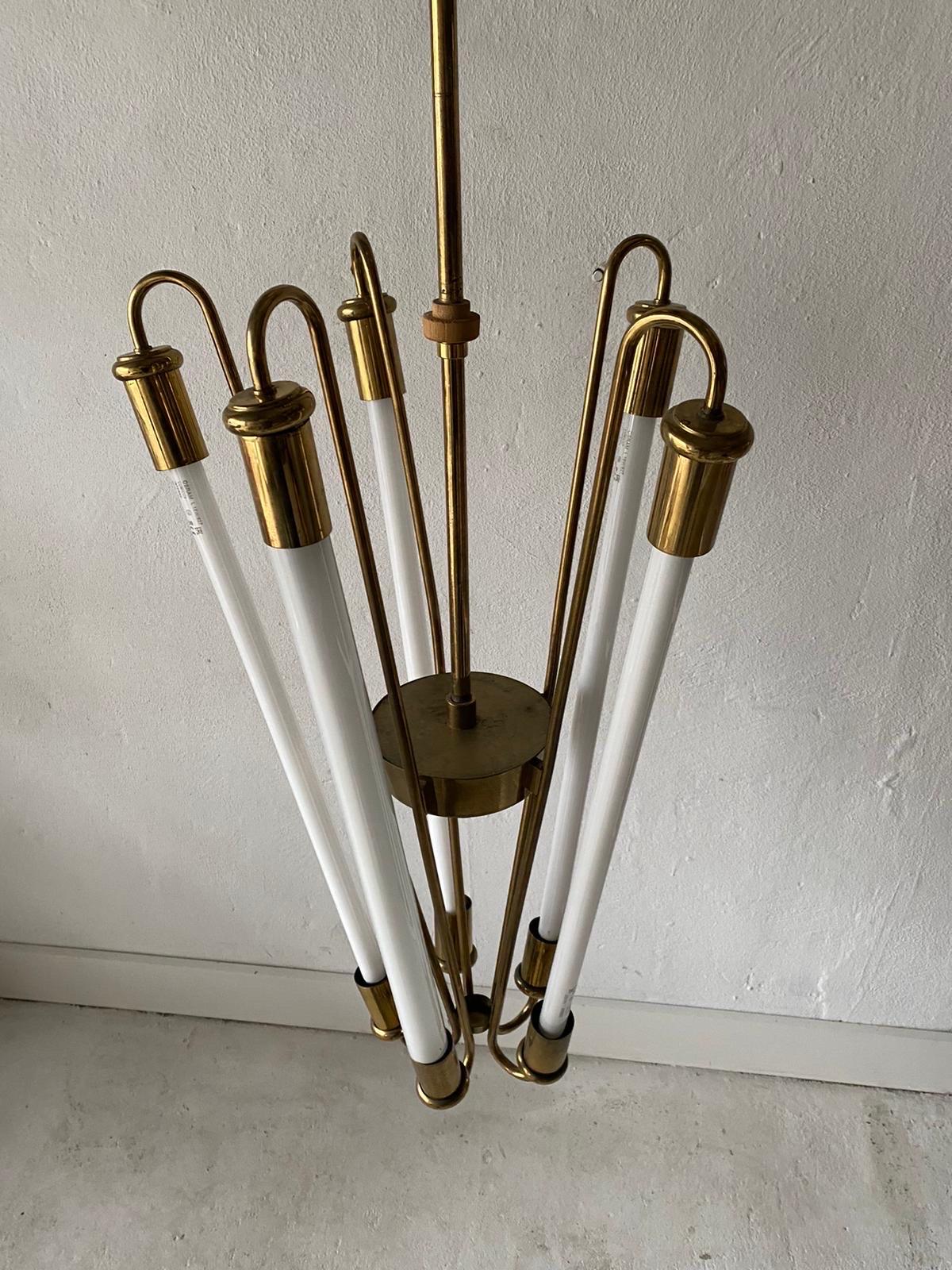 Brass Art Deco Bauhaus Chandelier by Kaiser & Co., 1930s, Germany In Good Condition For Sale In Hagenbach, DE
