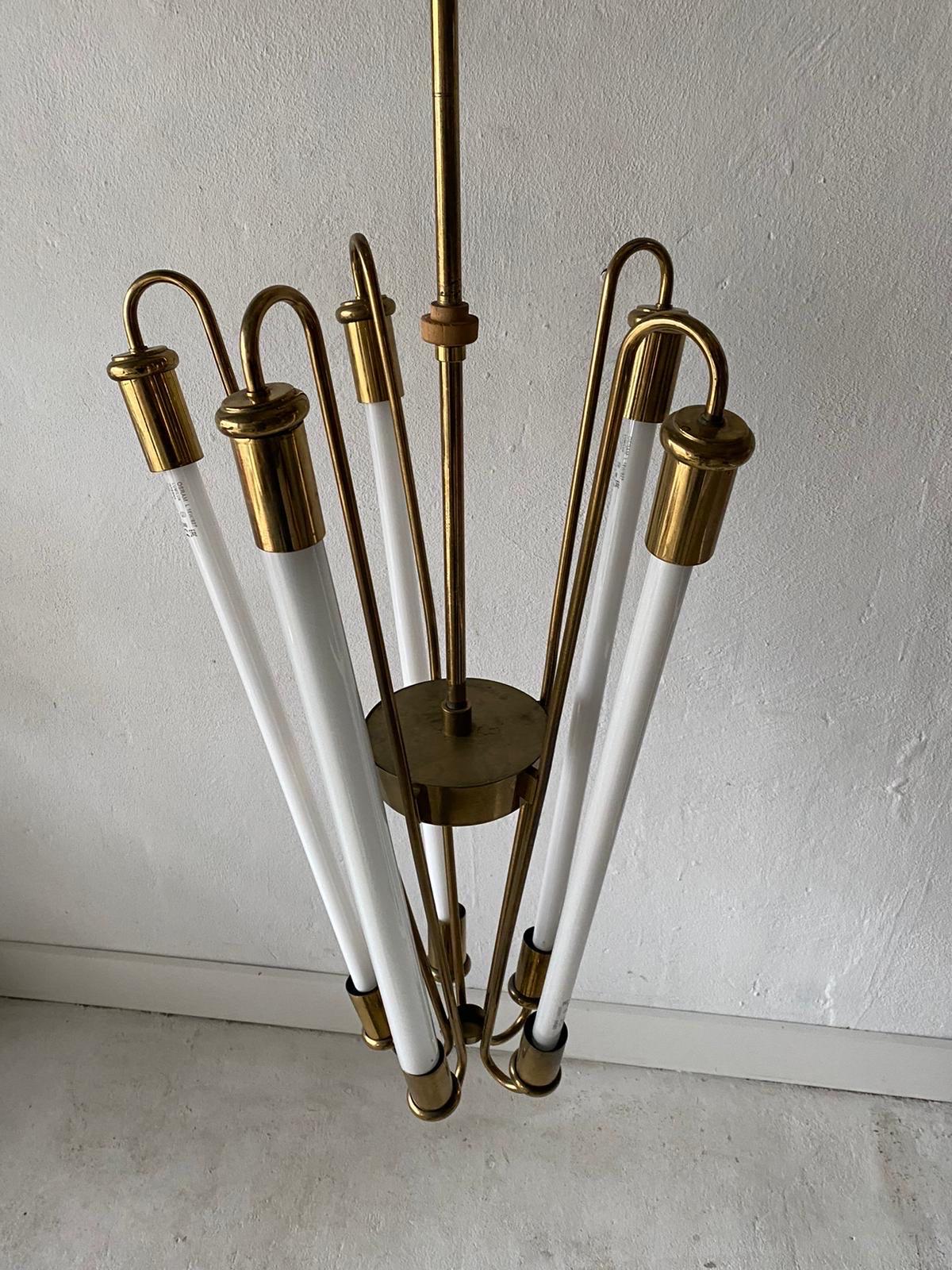 Brass Art Deco Bauhaus Chandelier by Kaiser & Co., 1930s, Germany For Sale 1