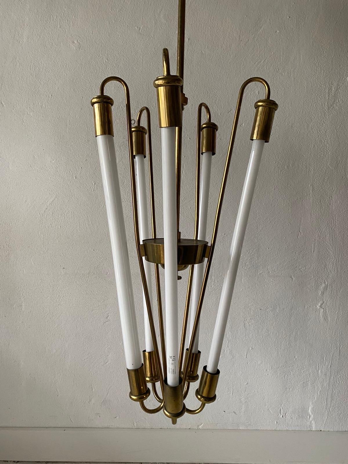 Brass Art Deco Bauhaus Chandelier by Kaiser & Co., 1930s, Germany For Sale 2