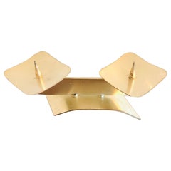 Brass Art Deco Candleholder with a Macassar Base Plate