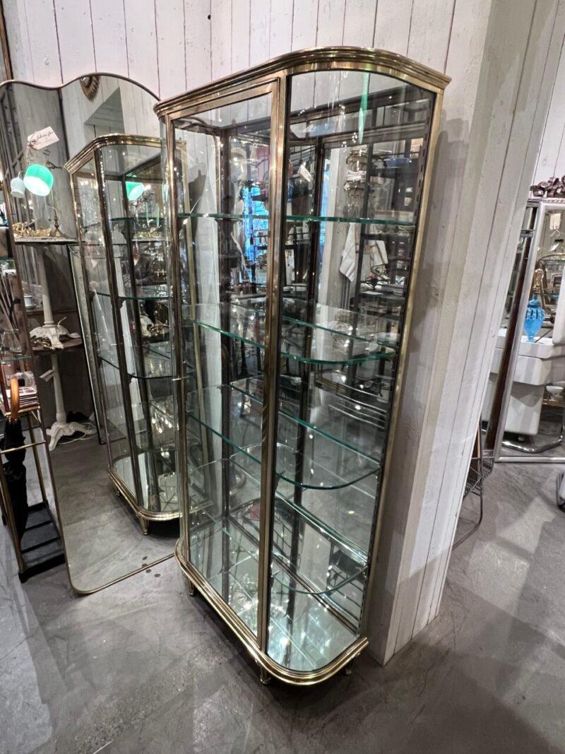 Ottone Brass Art Deco Display Cabinet, 1930s France in vendita