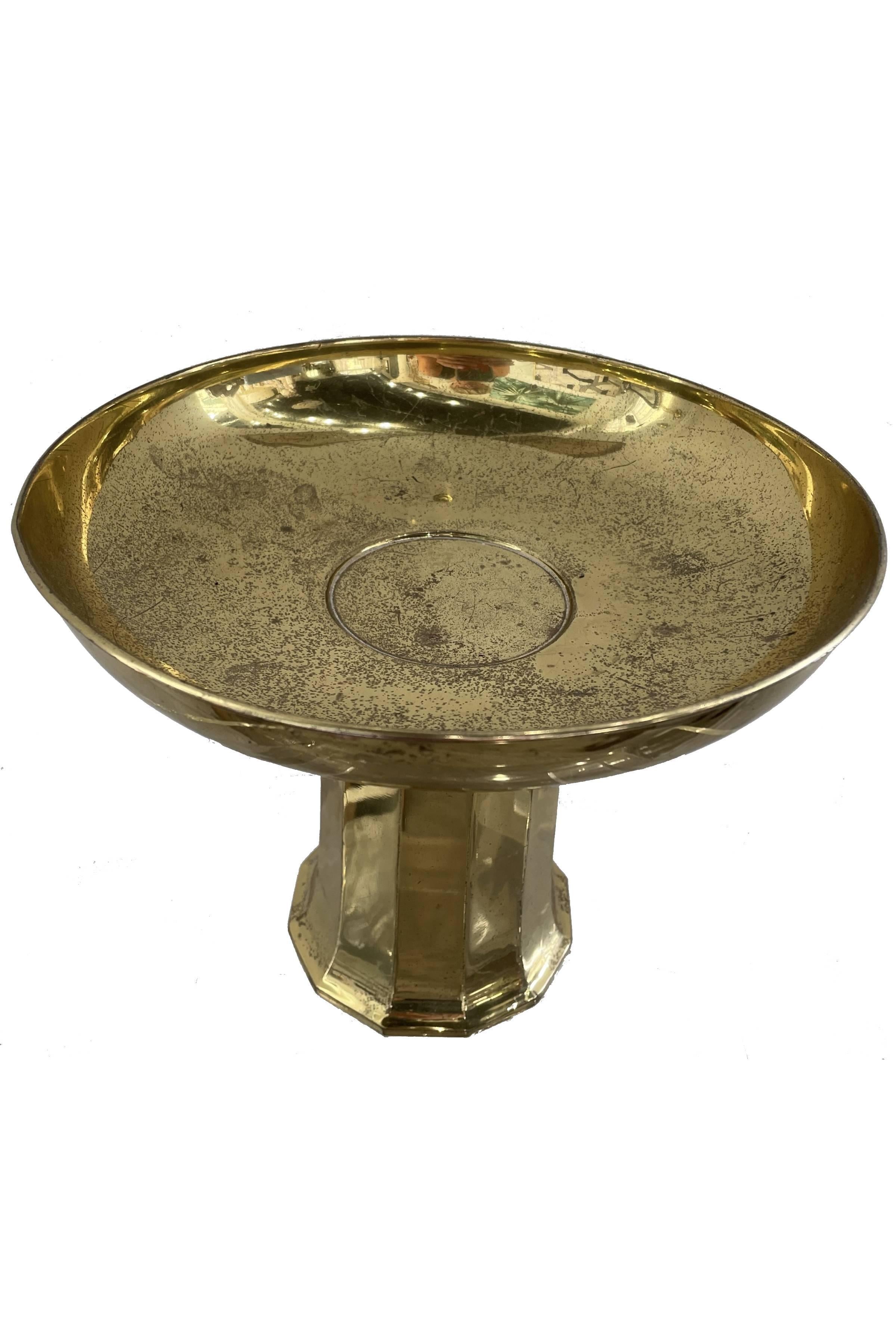 Brass Art Deco Footed Bowl In Good Condition For Sale In West Palm Beach, FL