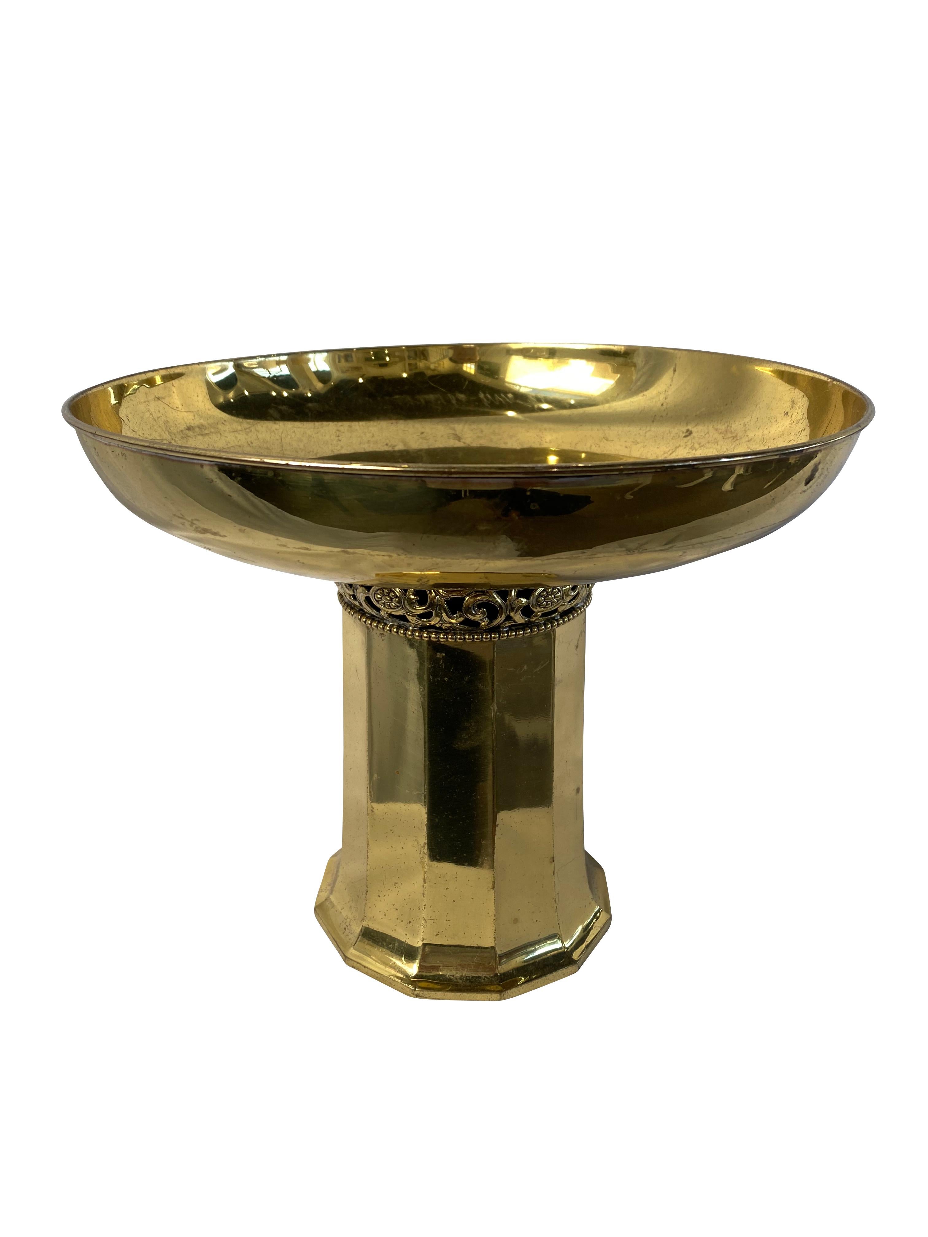 20th Century Brass Art Deco Footed Bowl For Sale
