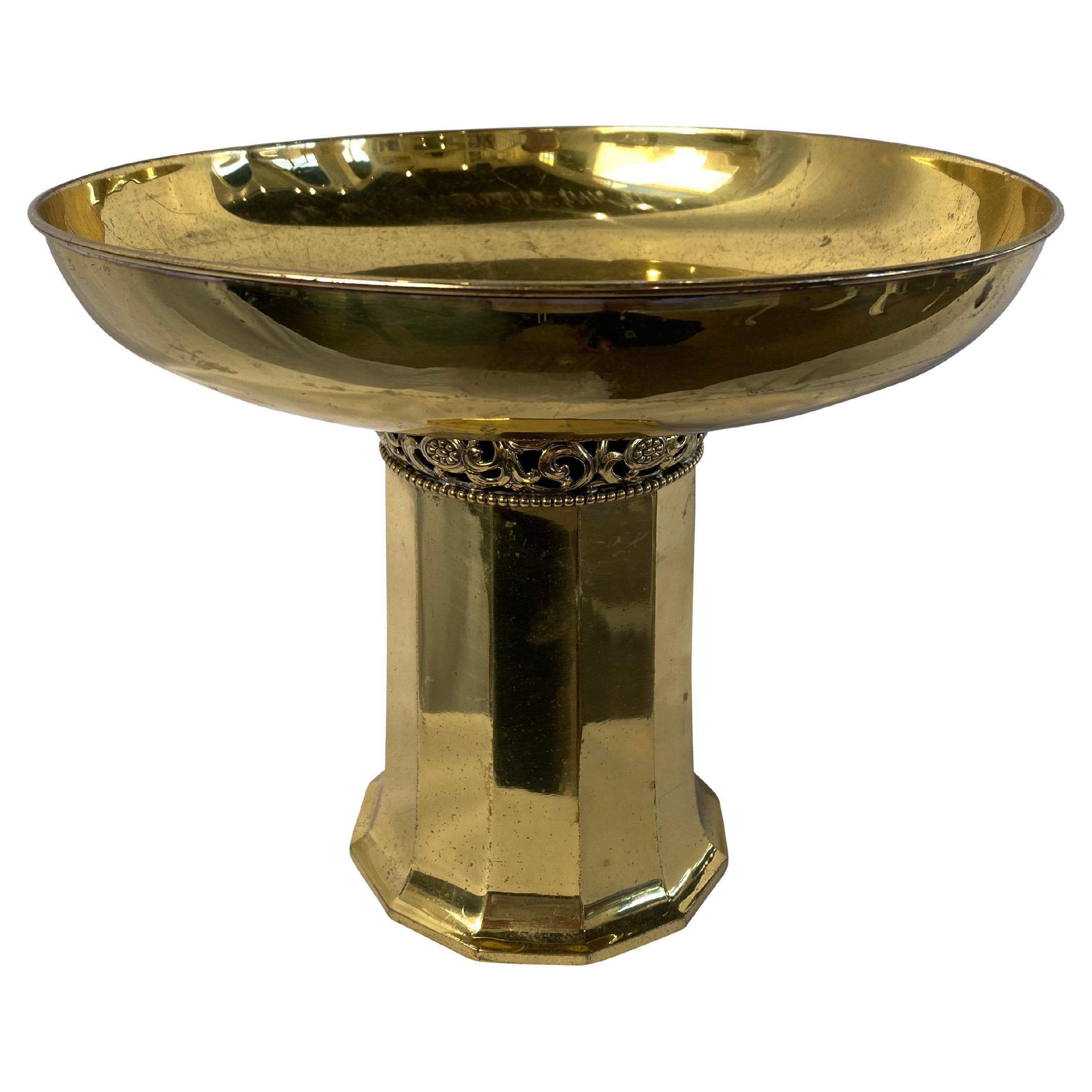 Brass Art Deco Footed Bowl For Sale