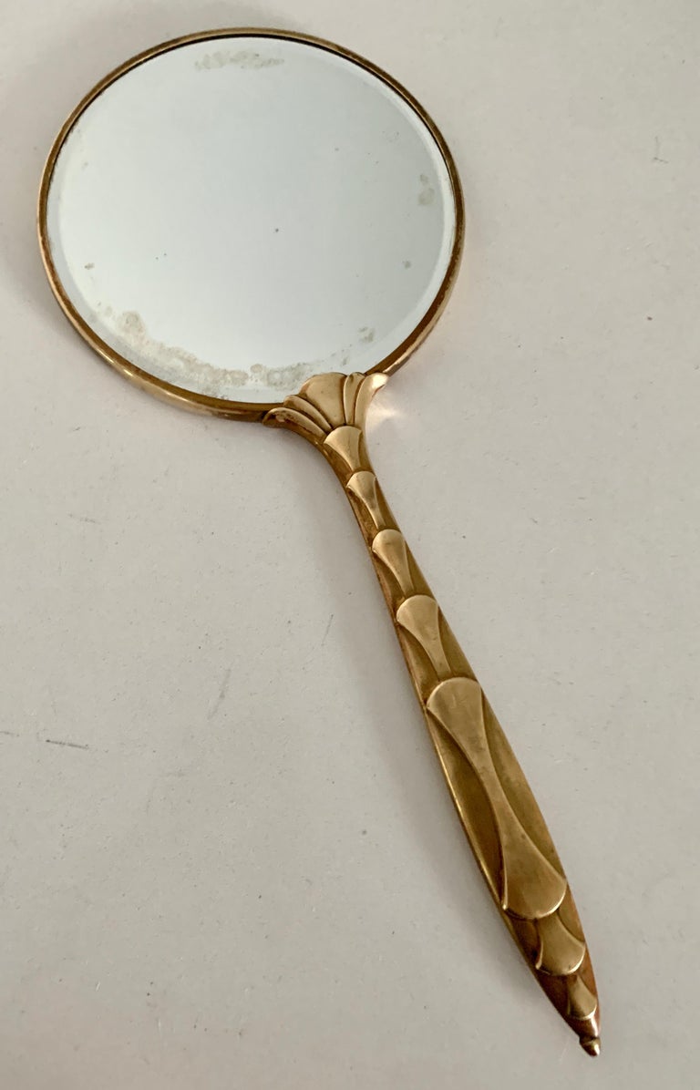 Brass Art Deco Hand Mirror at 1stDibs