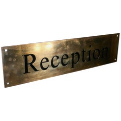 Antique Brass Art Deco Hotel Reception Sign