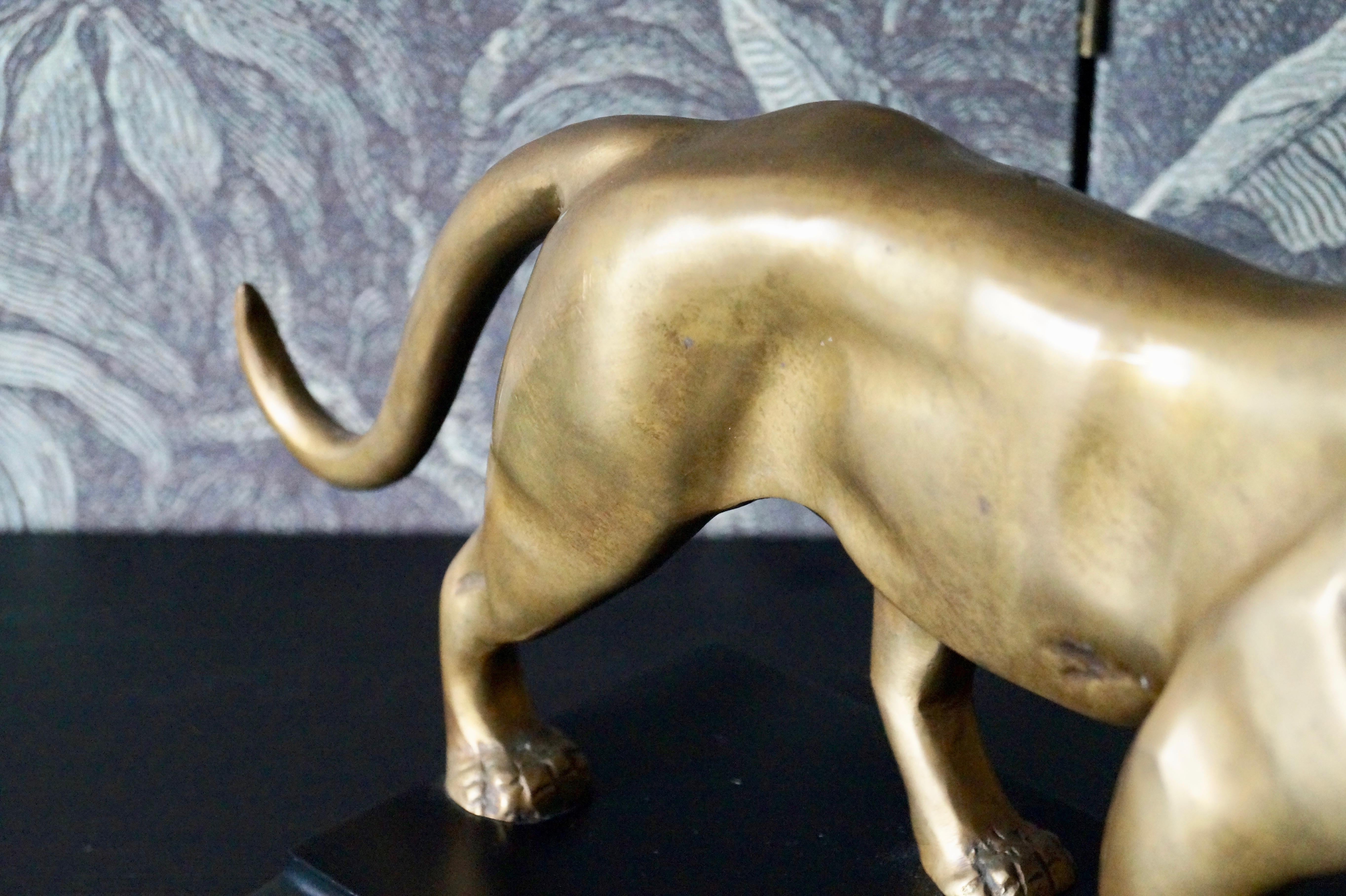 Brass Art Deco Lion Sculpture For Sale 1