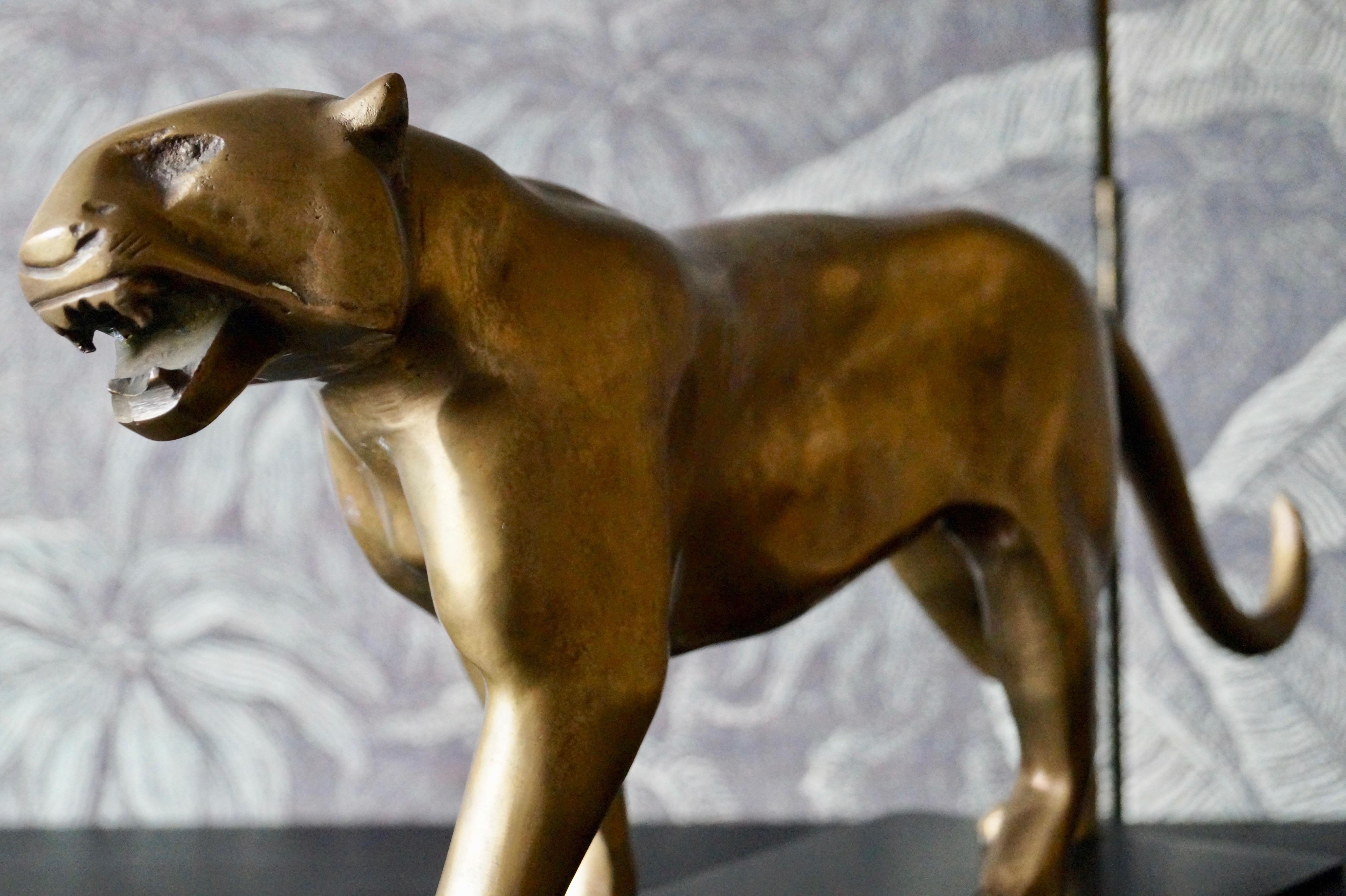 Brass Art Deco Lion Sculpture For Sale 3