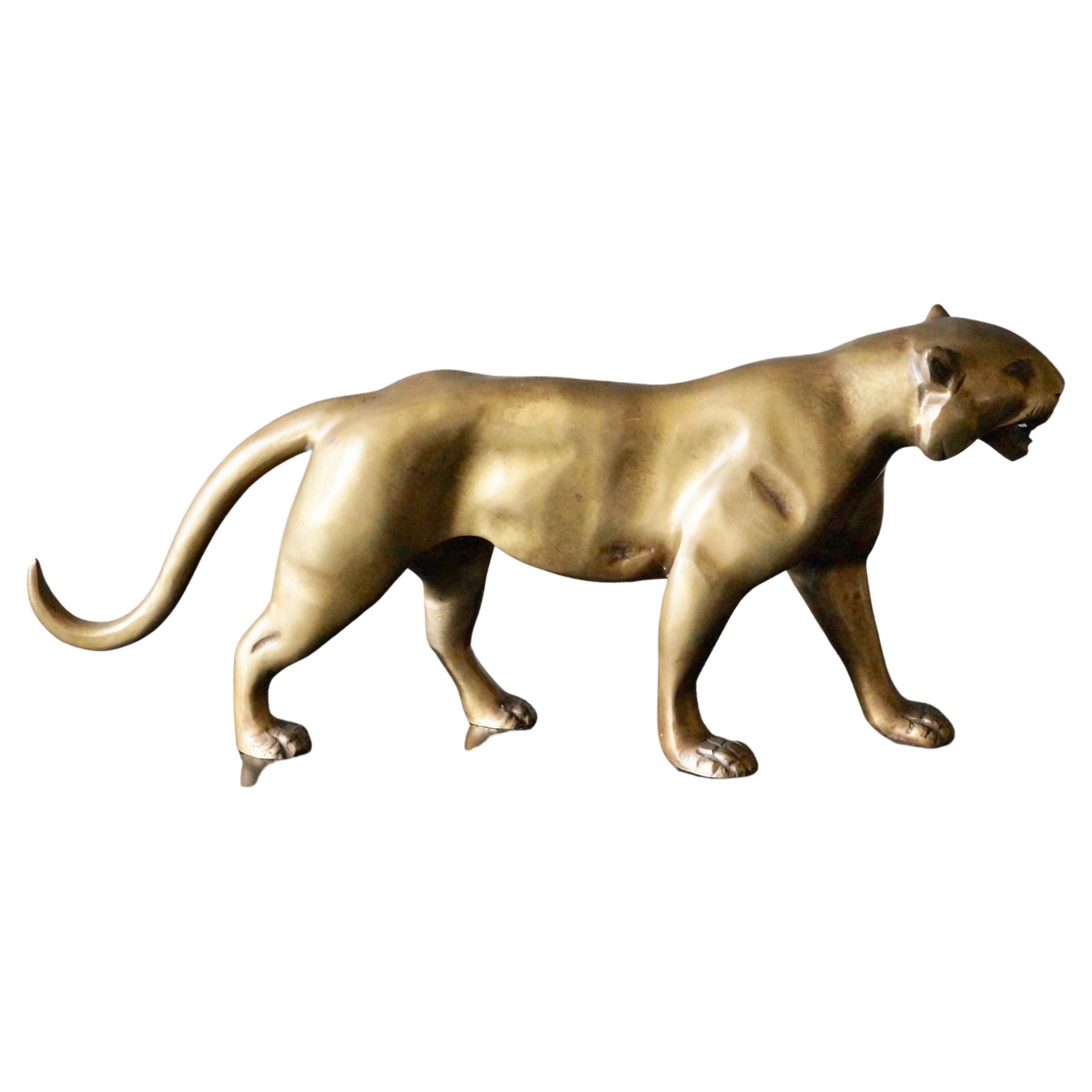 Brass Art Deco Lion Sculpture For Sale