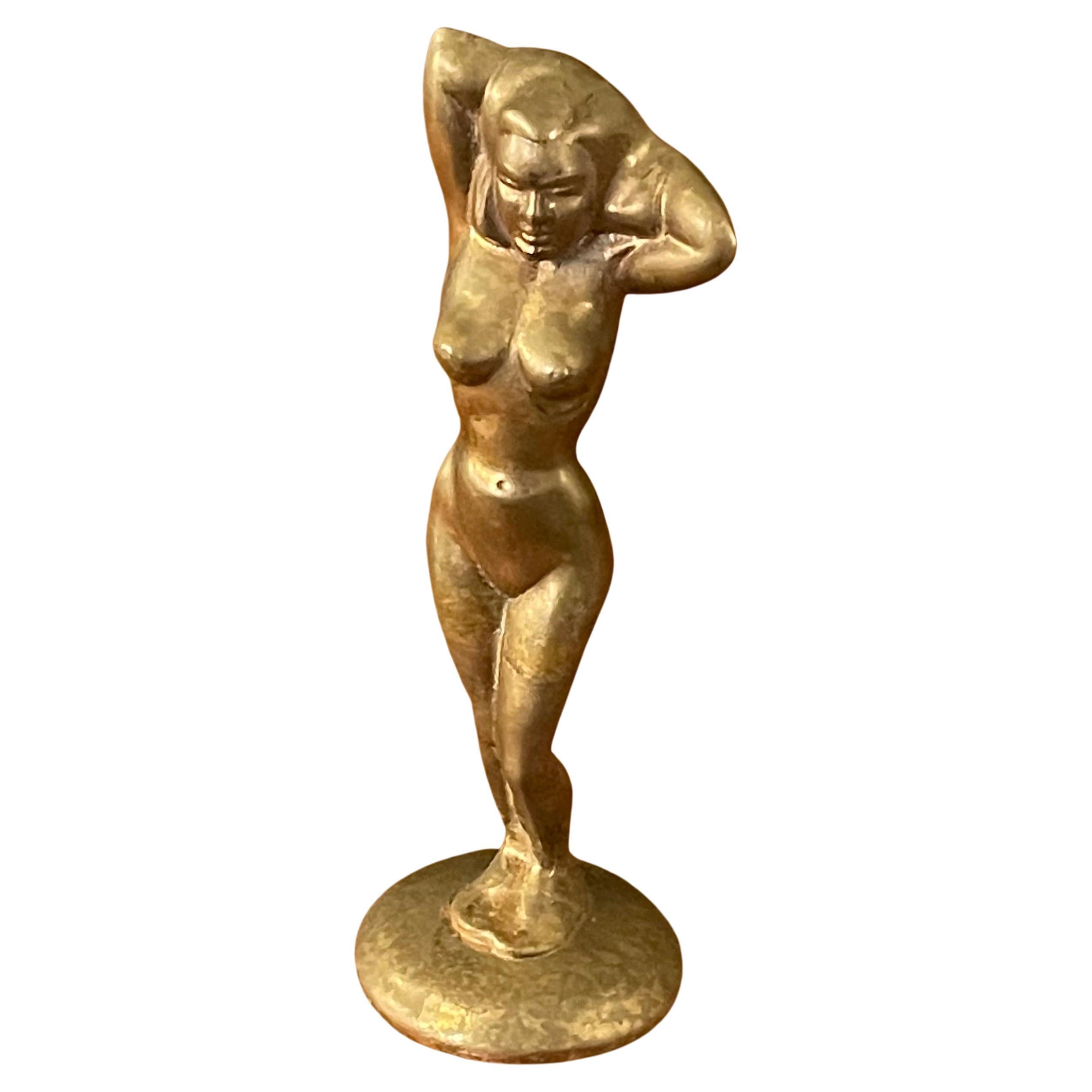 Brass Art Deco Nude Woman Bottle Opener For Sale 1