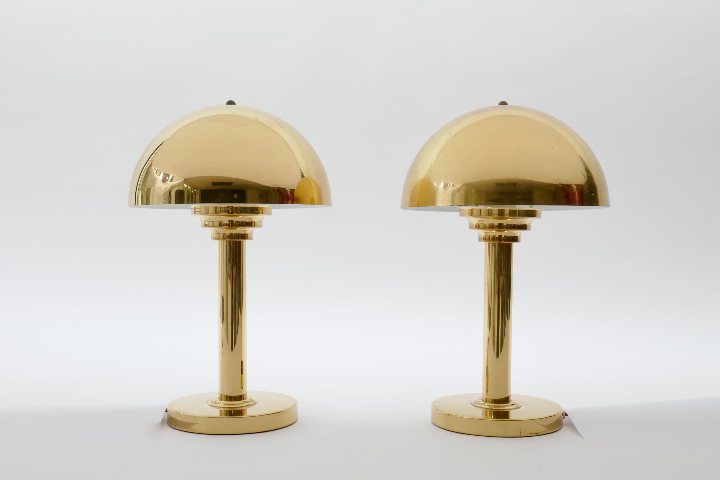 Brass Art Deco style mushroom table lamp, Germany, 1970s.