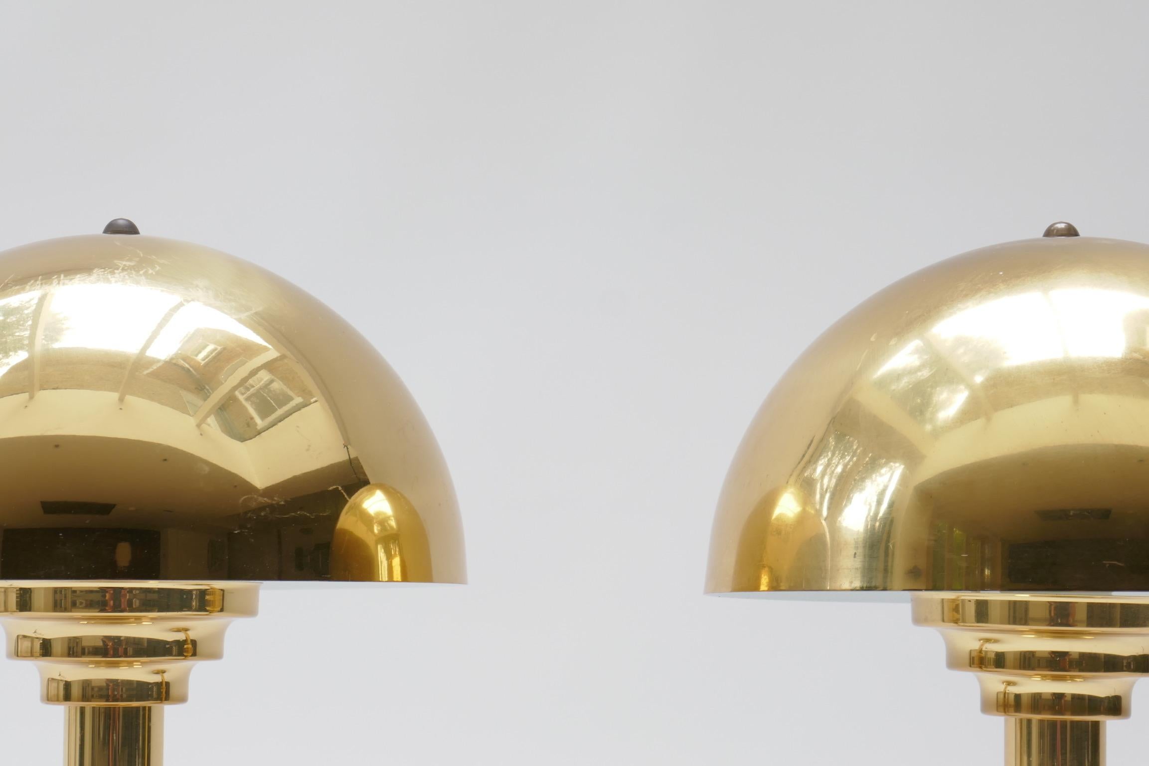 Late 20th Century Brass Art Deco Style Mushroom Table Lamp, Germany, 1970s