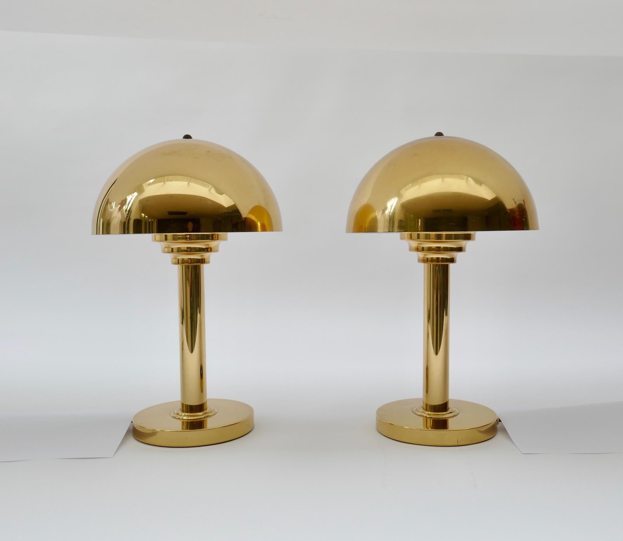 Brass Art Deco Style Mushroom Table Lamp, Germany, 1970s 1