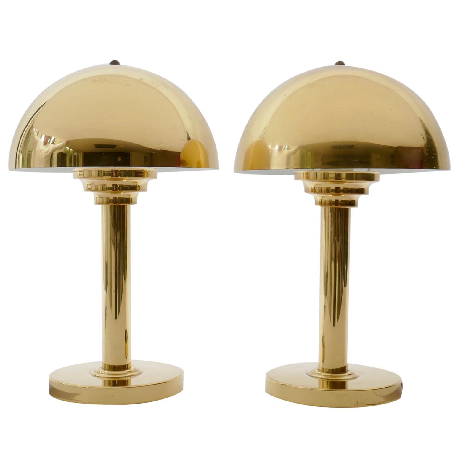 Brass Art Deco Style Mushroom Table Lamp, Germany, 1970s