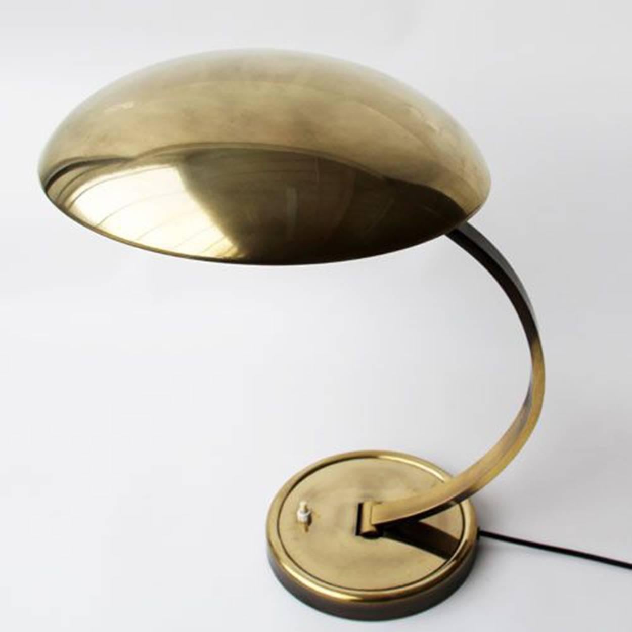 Mid-Century Modern Brass Art Deco Table Lamp by Christian Dell for Kaiser, Germany, 1950