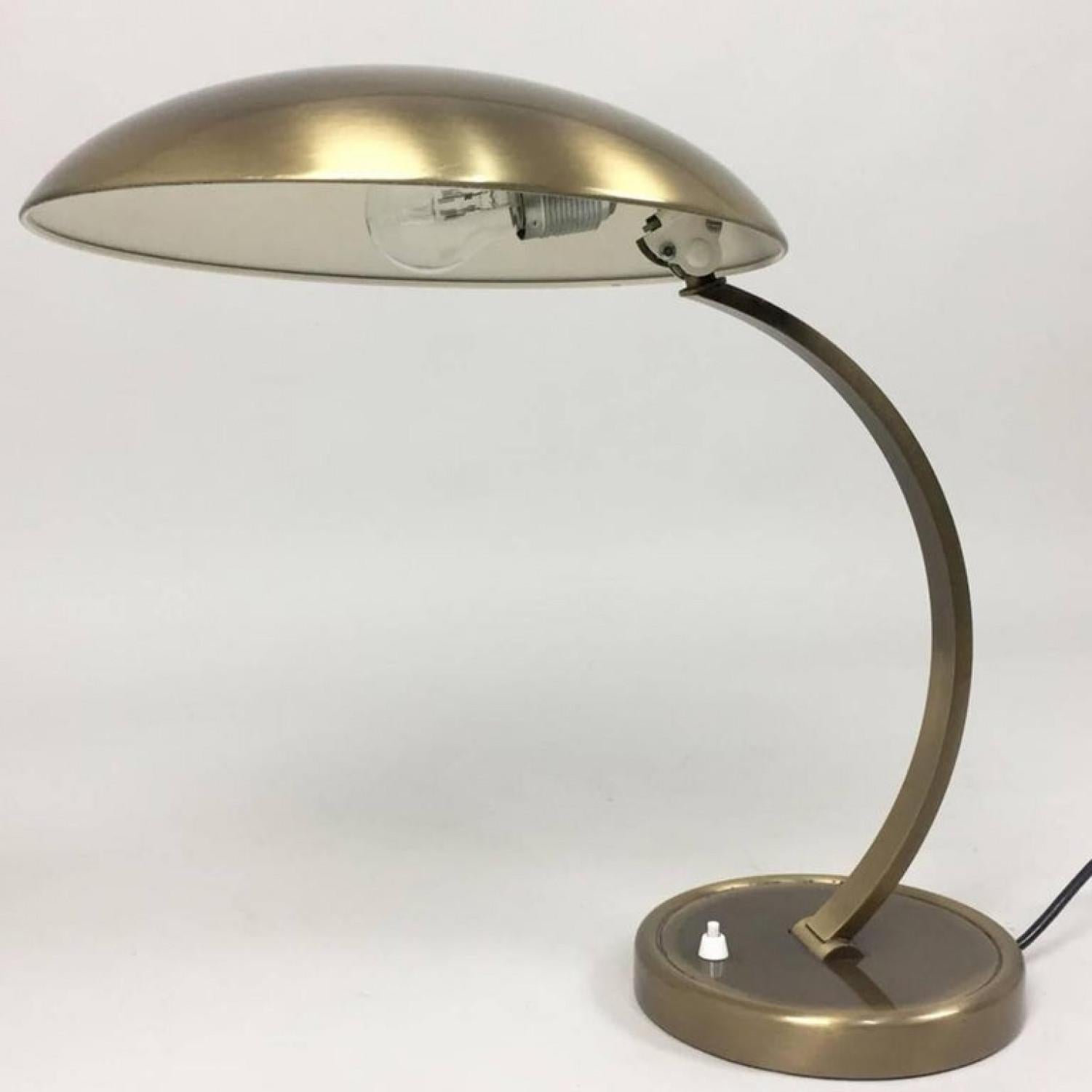 Mid-Century Modern Brass Art Deco Table Lamp by Christian Dell for Kaiser, Germany, 1950 For Sale