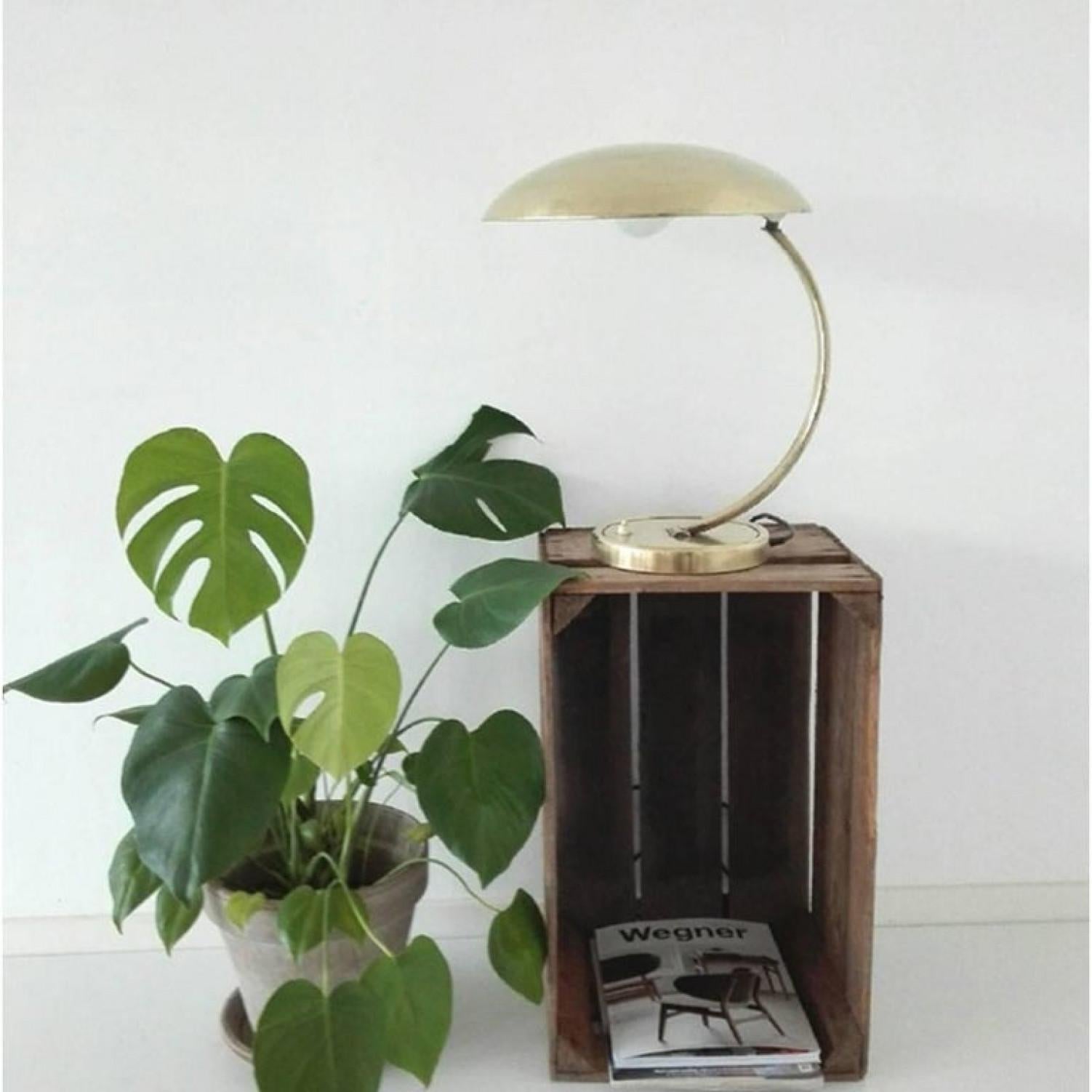 Brass Art Deco Table Lamp by Christian Dell for Kaiser, Germany, 1950 In Good Condition For Sale In Rijssen, NL