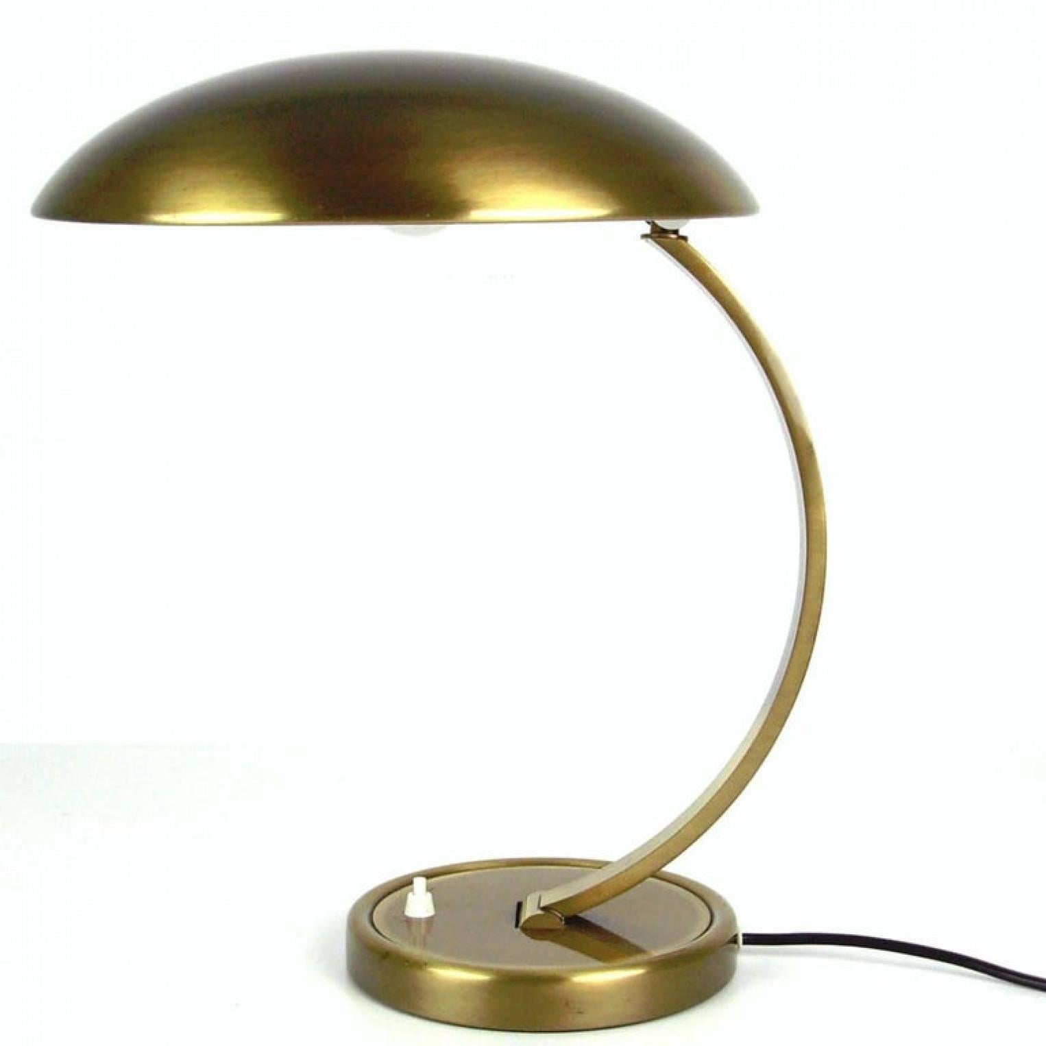 20th Century Brass Art Deco Table Lamp by Christian Dell for Kaiser, Germany, 1950 For Sale
