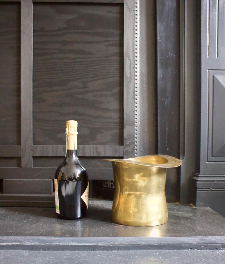 Brass Art Deco Top Hat Champagne Bucket, Early to Mid20th Century