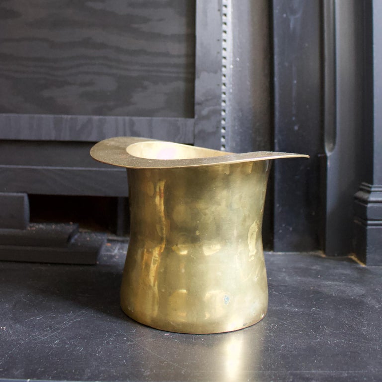 Brass Art Deco Top Hat Champagne Bucket, Early to Mid20th Century