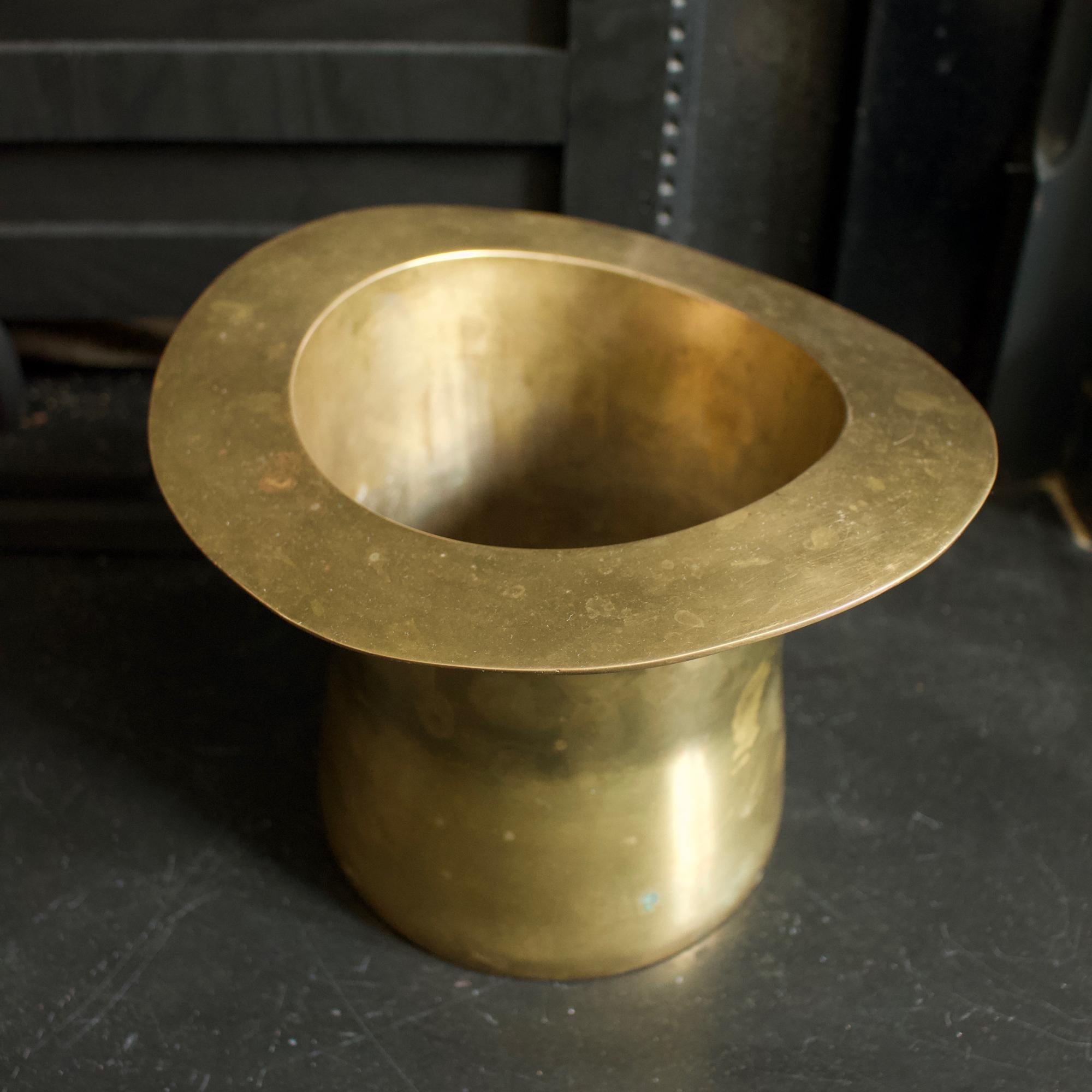 Brass Art Deco Top Hat Champagne Bucket, Early to Mid-20th Century European 2