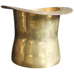 Brass Art Deco Top Hat Champagne Bucket, Early to Mid-20th Century European