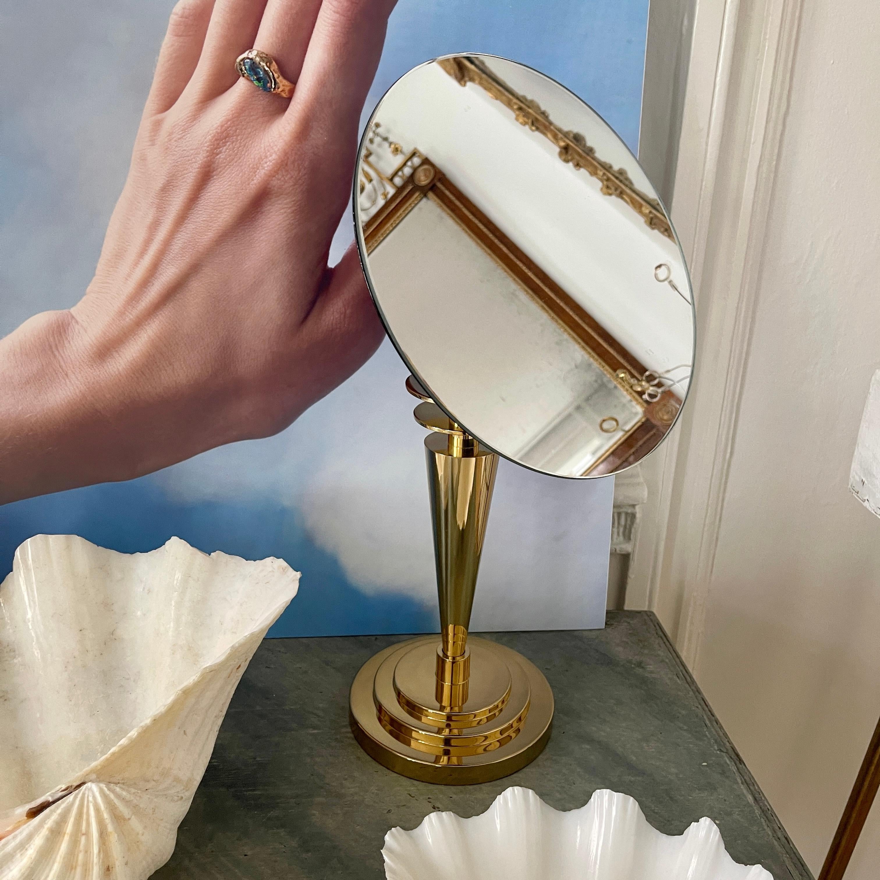 Brass Art Deco Vanity Mirror or Pedestal 14