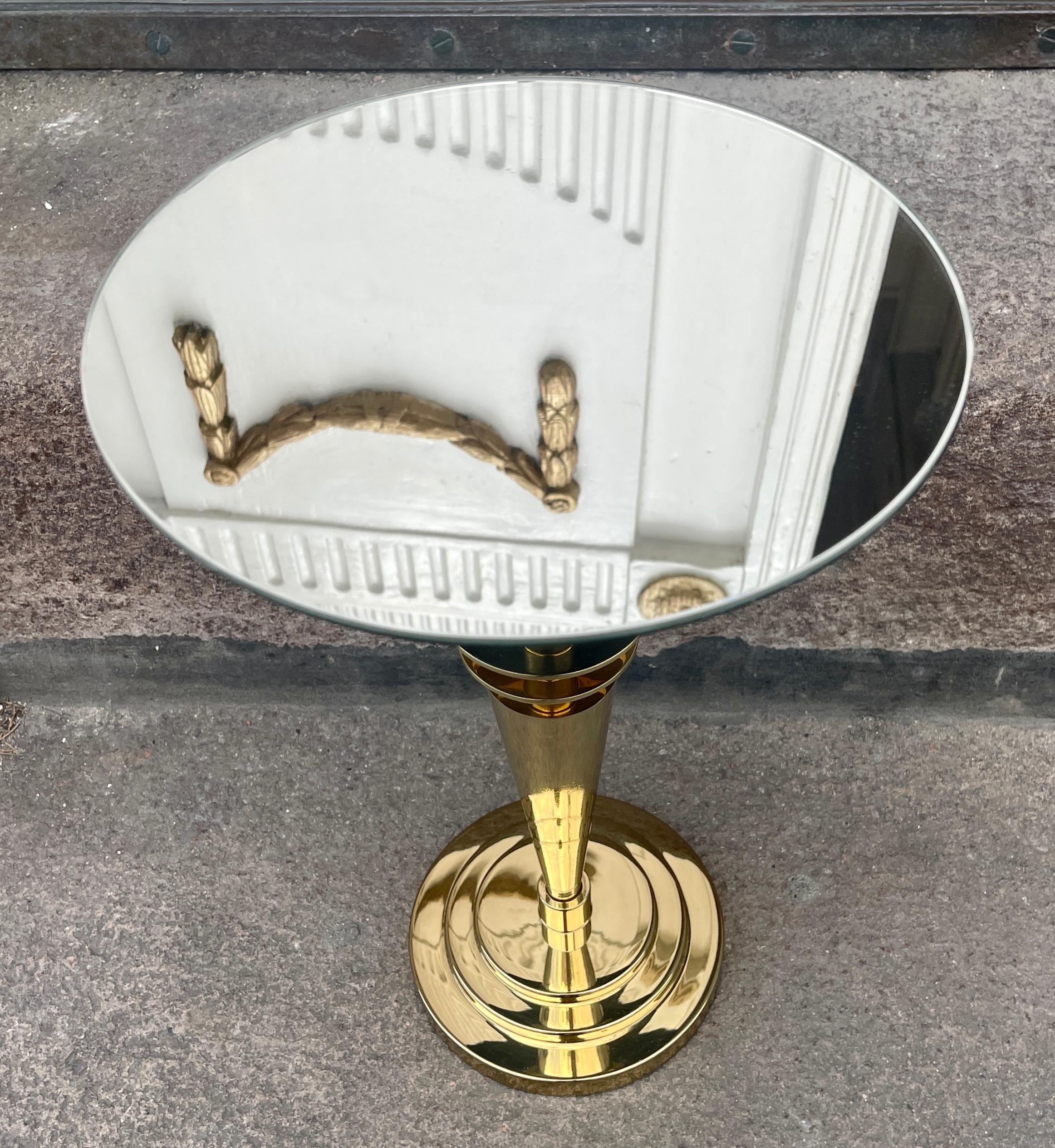 Brass Art Deco Vanity Mirror or Pedestal 1