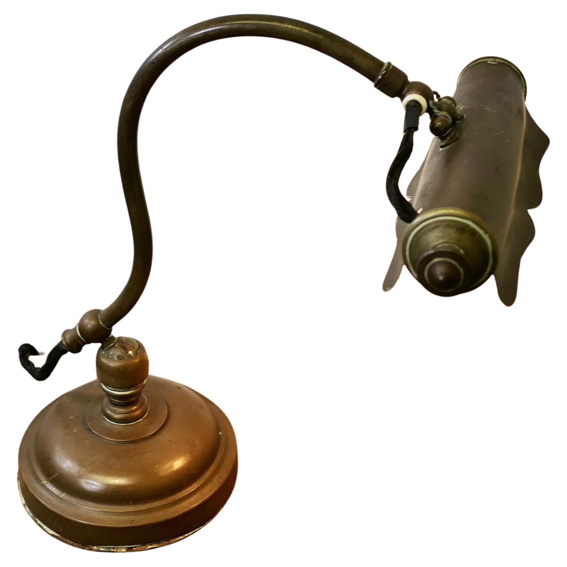 Brass Art Nouveau Adjustable Library Lamp For Sale