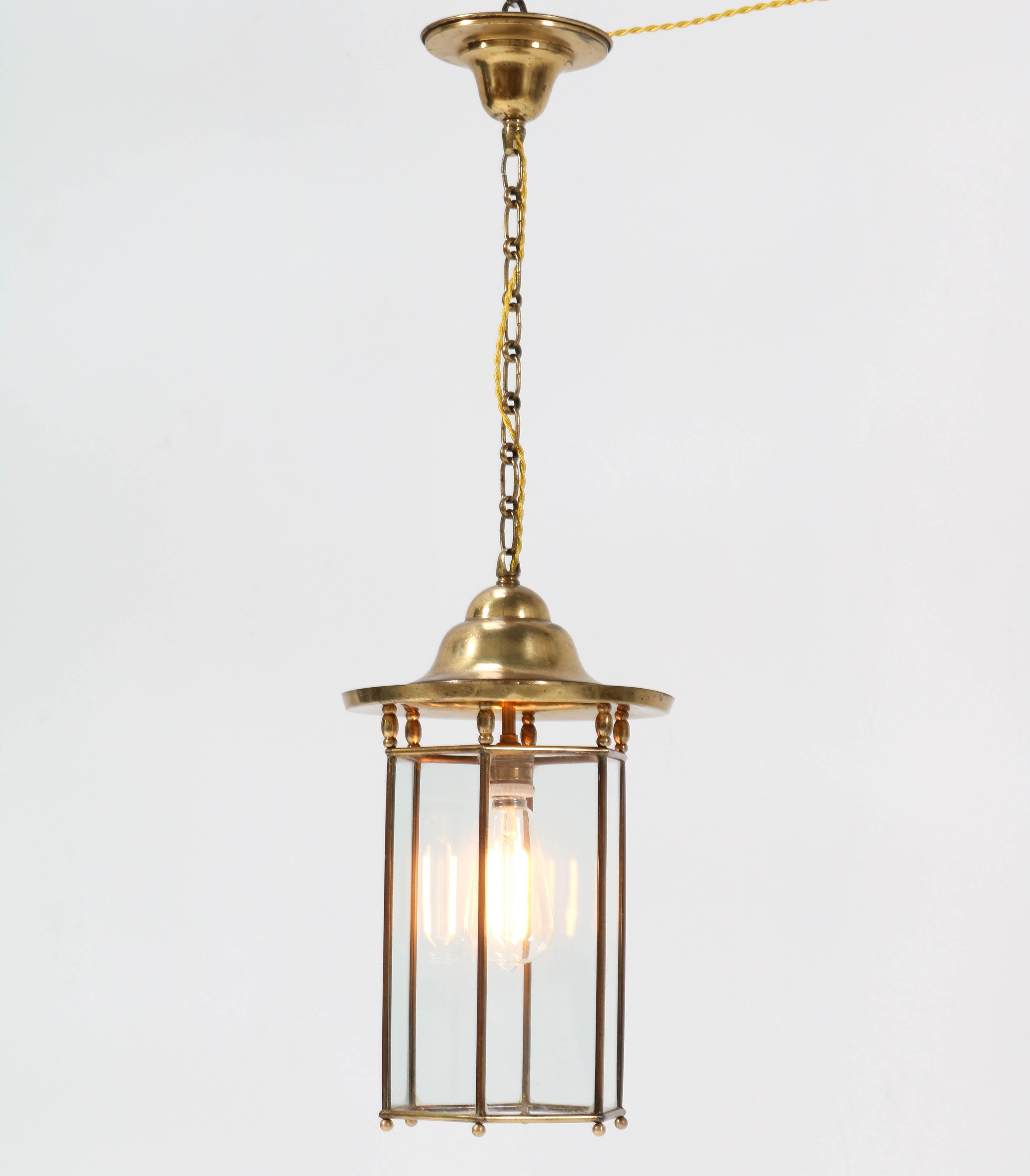 Dutch Brass Art Nouveau Lantern, 1900s For Sale