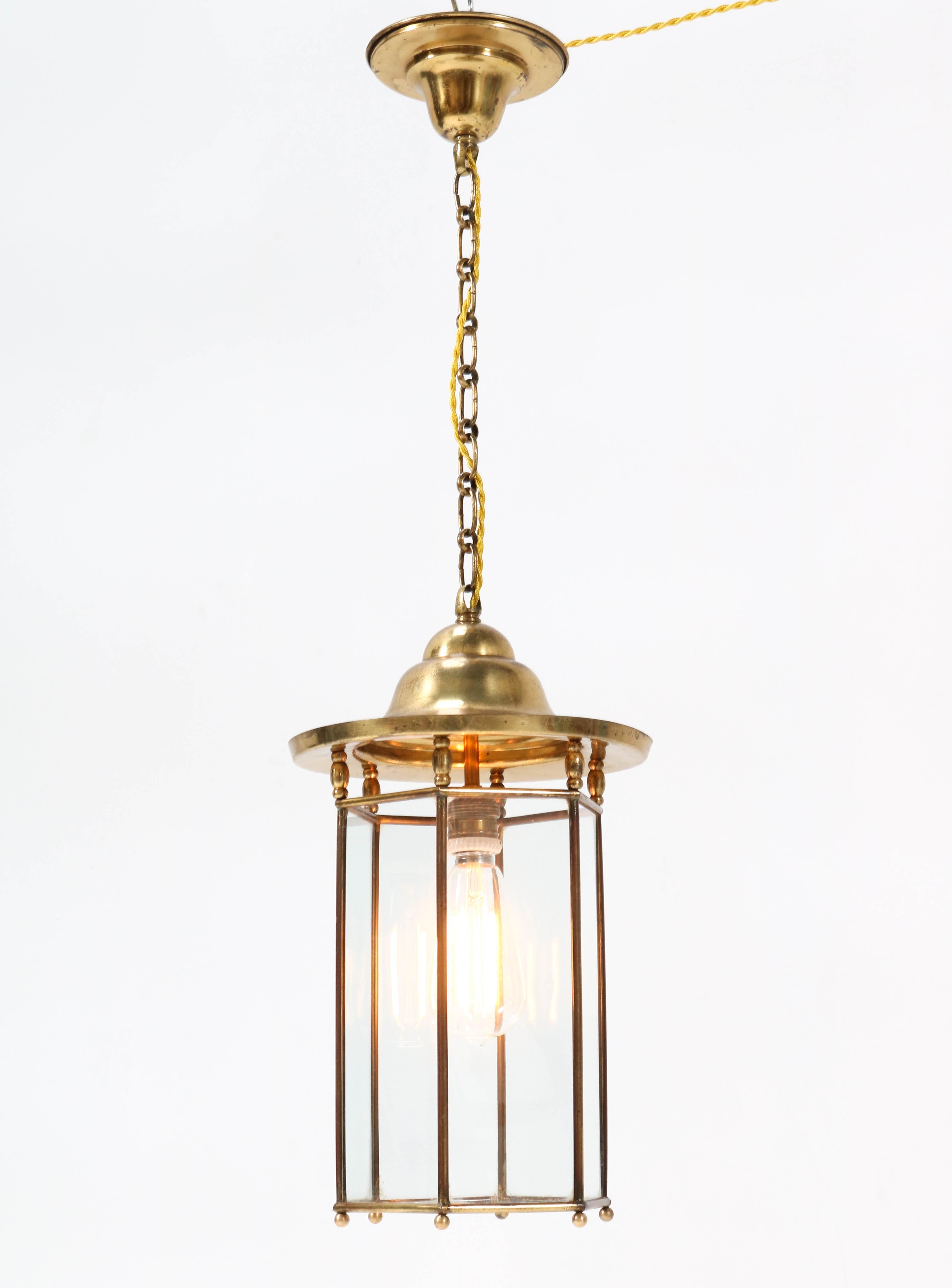 Early 20th Century Brass Art Nouveau Lantern, 1900s For Sale