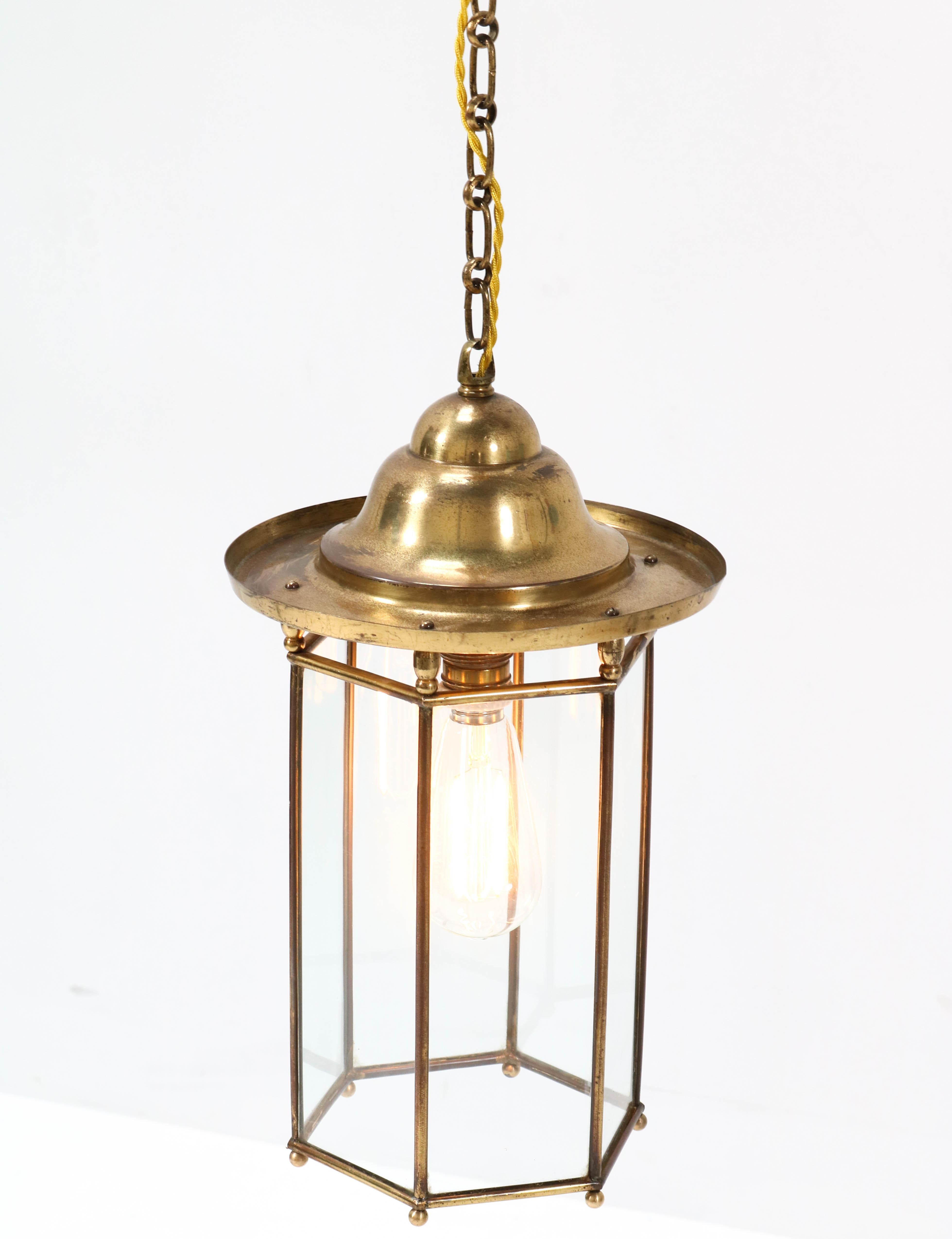 Brass Art Nouveau Lantern, 1900s For Sale 1