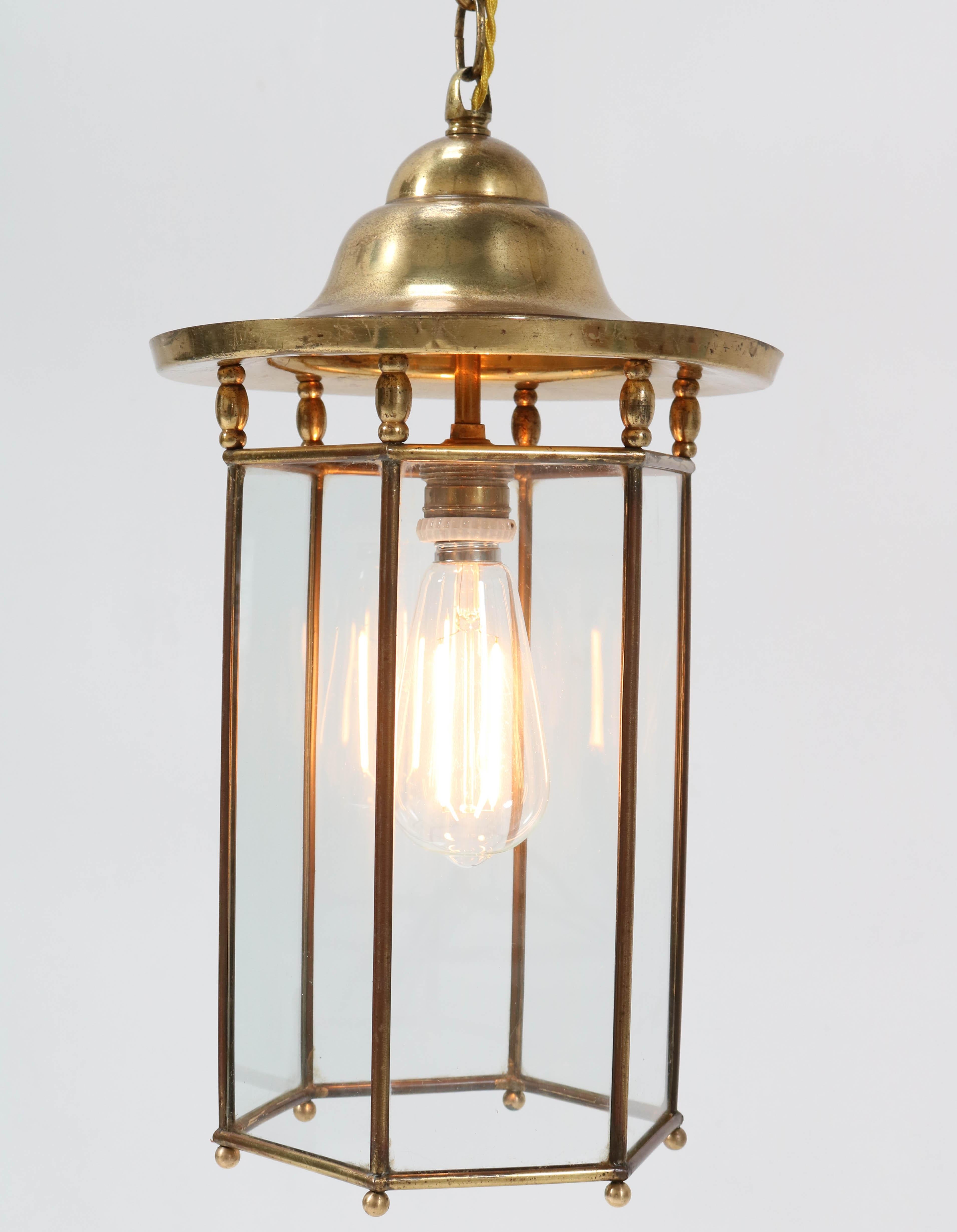 Brass Art Nouveau Lantern, 1900s For Sale 2