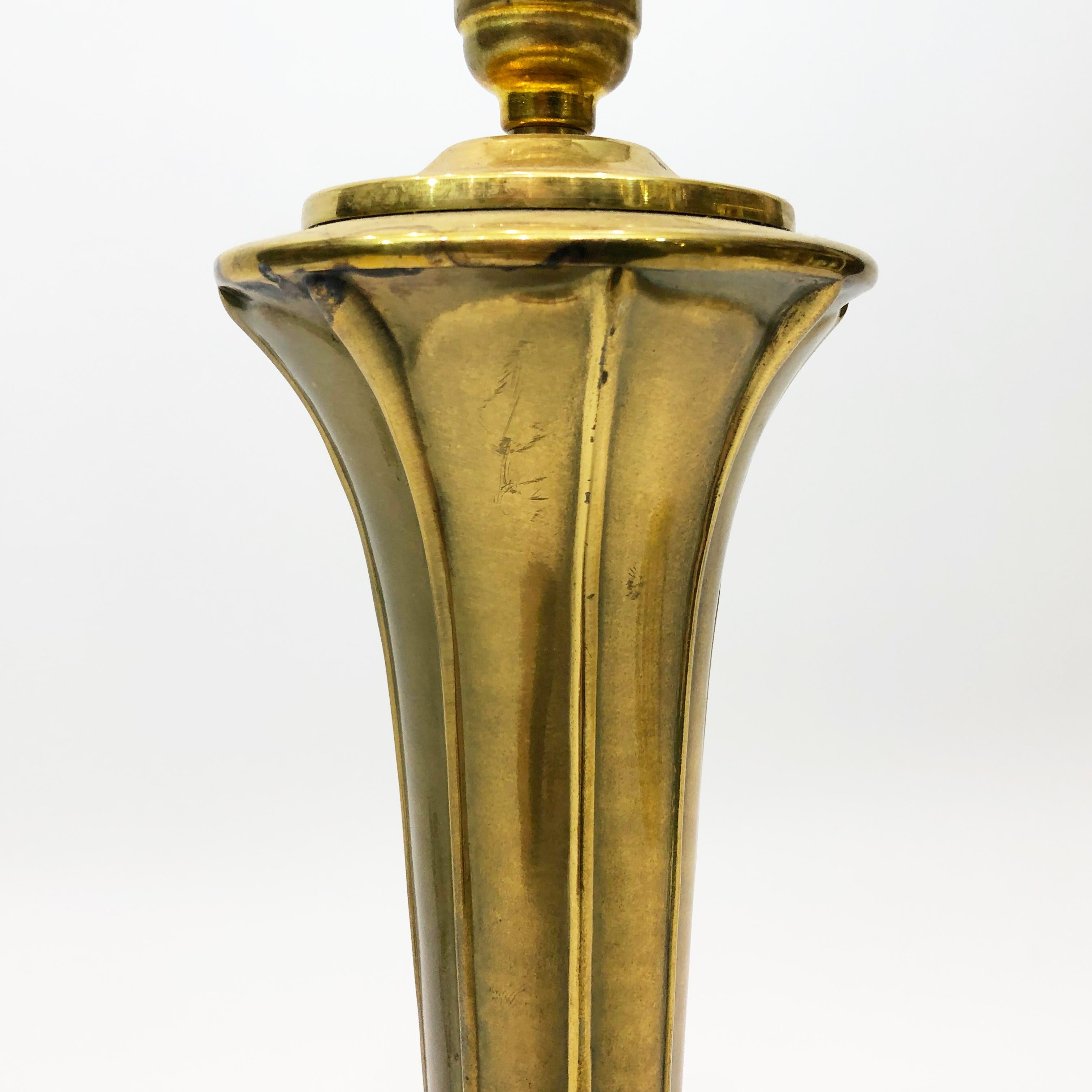 Brass Art Nouveau Style Table Lamp 1970s Vintage art deco Hollywood Regency For Sale 3