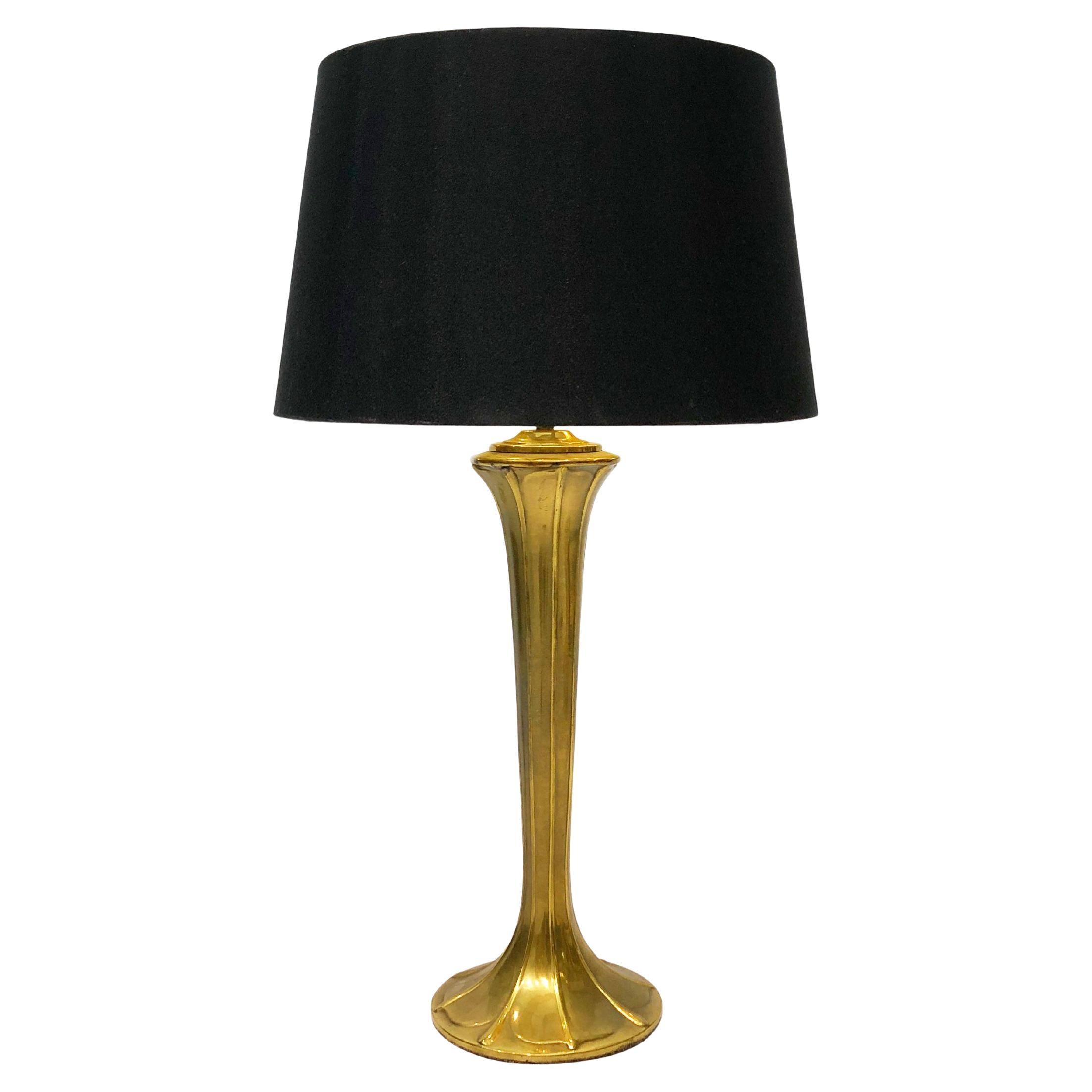 Messing-Tischlampe im Jugendstil 1970er Jahre Vintage Art Deco Gold Hollywood Regency