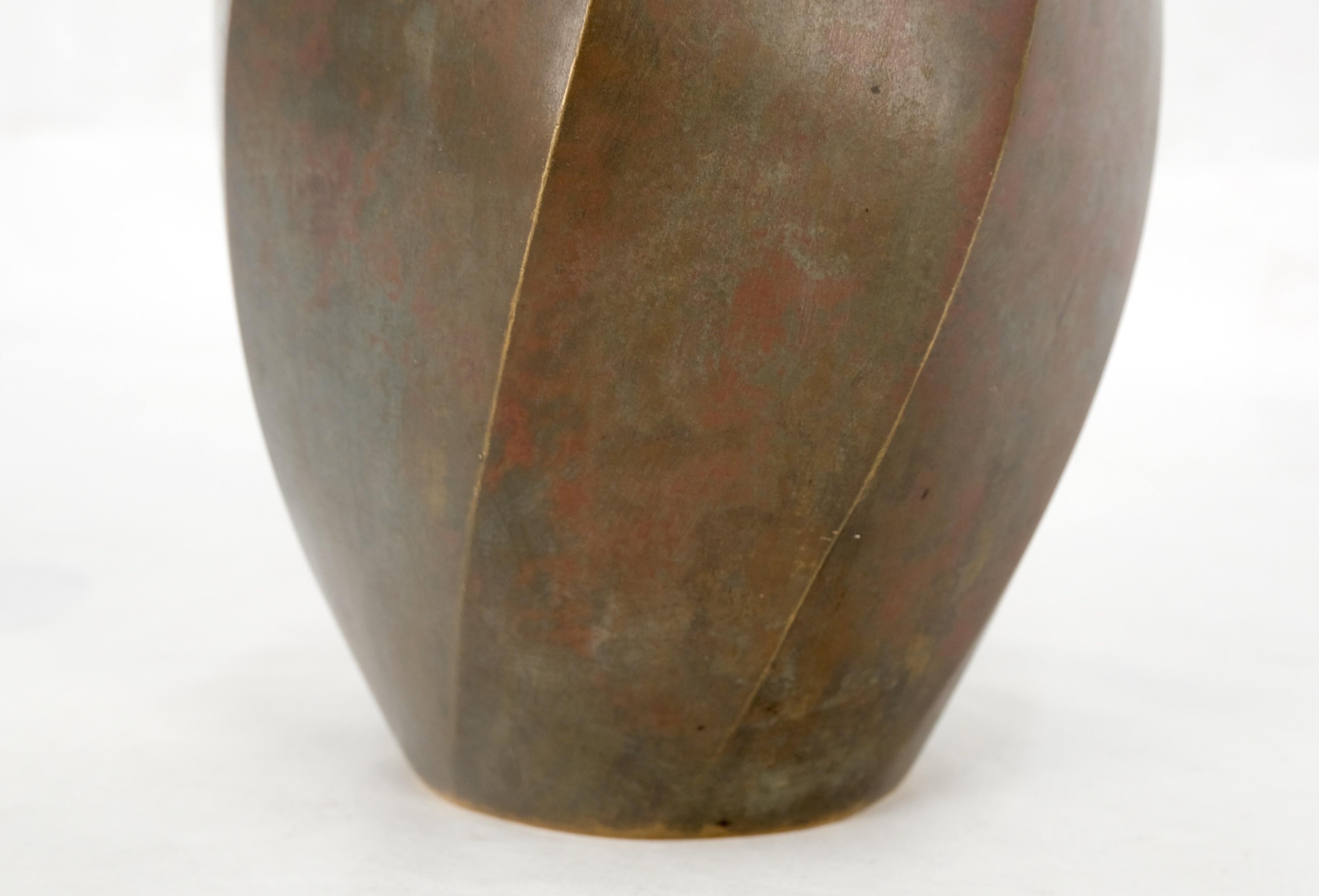 20th Century Brass Art Nouveau Style Twisted Cylinder Mid-Century Modern Vase For Sale