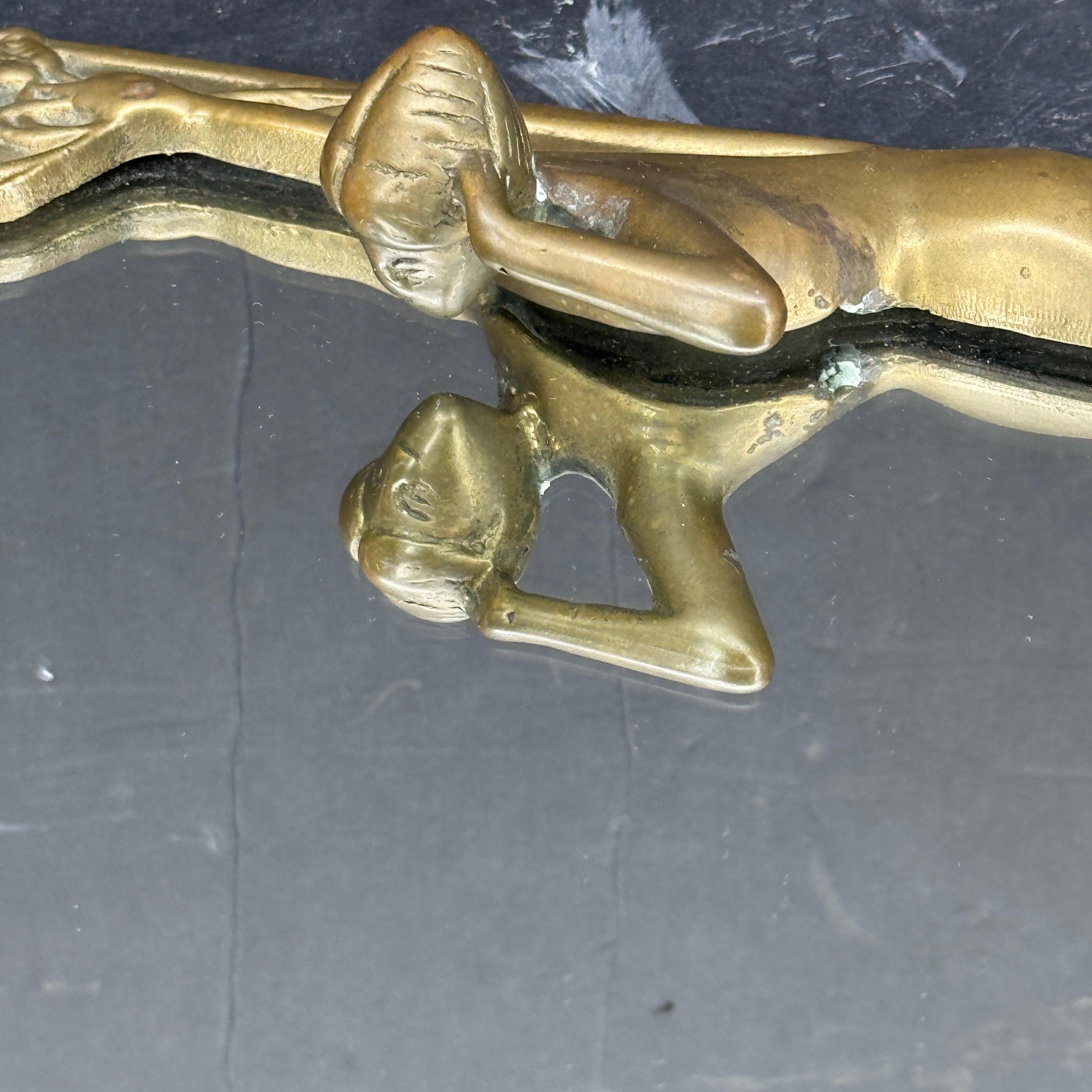 Brass Art Nouveau Table Vanity Mirror 1