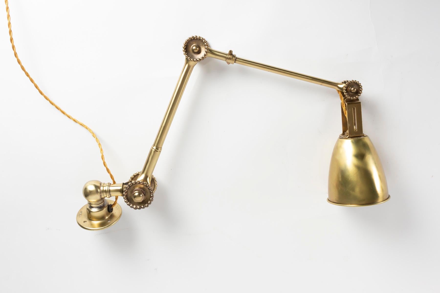 Art Nouveau Brass Articulated Wall Mount, 1900, Dugdills Brand