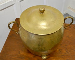 Brass Arts & Crafts Coal Bucket with Lid