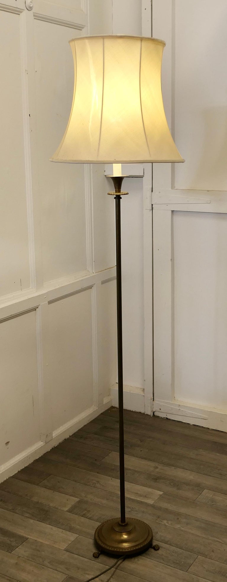 Brass Arts and Crafts Column Floor Lamp For Sale at 1stDibs