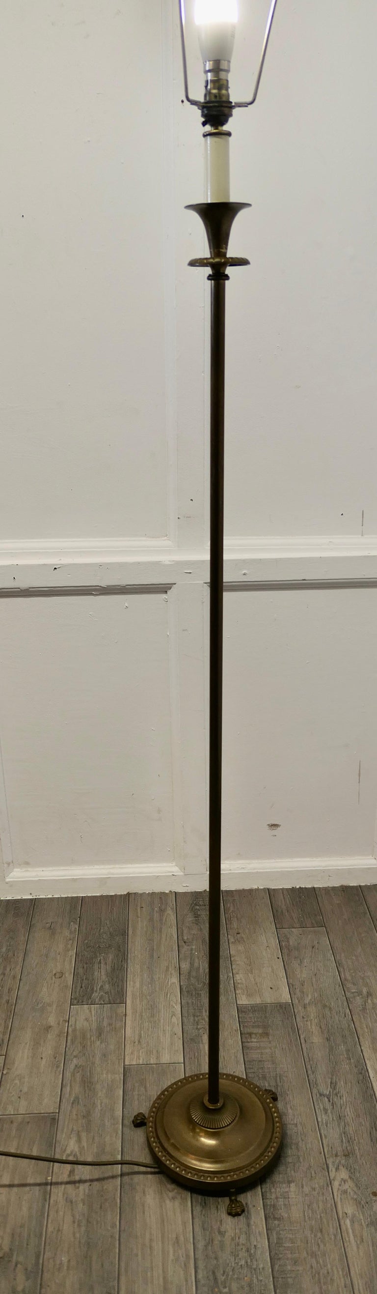 Brass Arts and Crafts Column Floor Lamp For Sale at 1stDibs