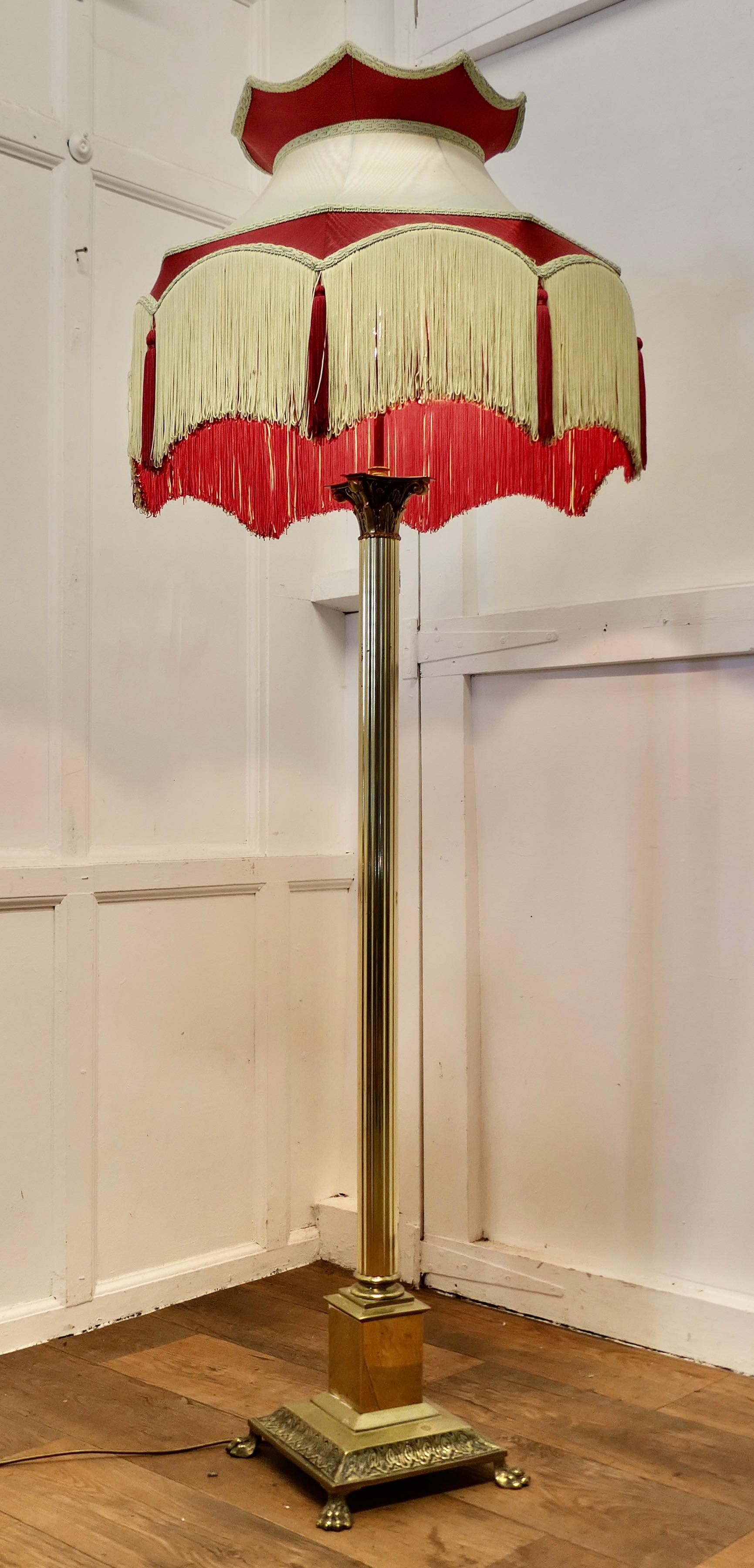 Brass Arts and Crafts Floor Lamp, Hand made Shade


This is a very attractive and fine quality piece, the lamp has a fluted brass centre corinthian column with a stepped square brass base set on lions paw feet, the lamp comes with a very impressive