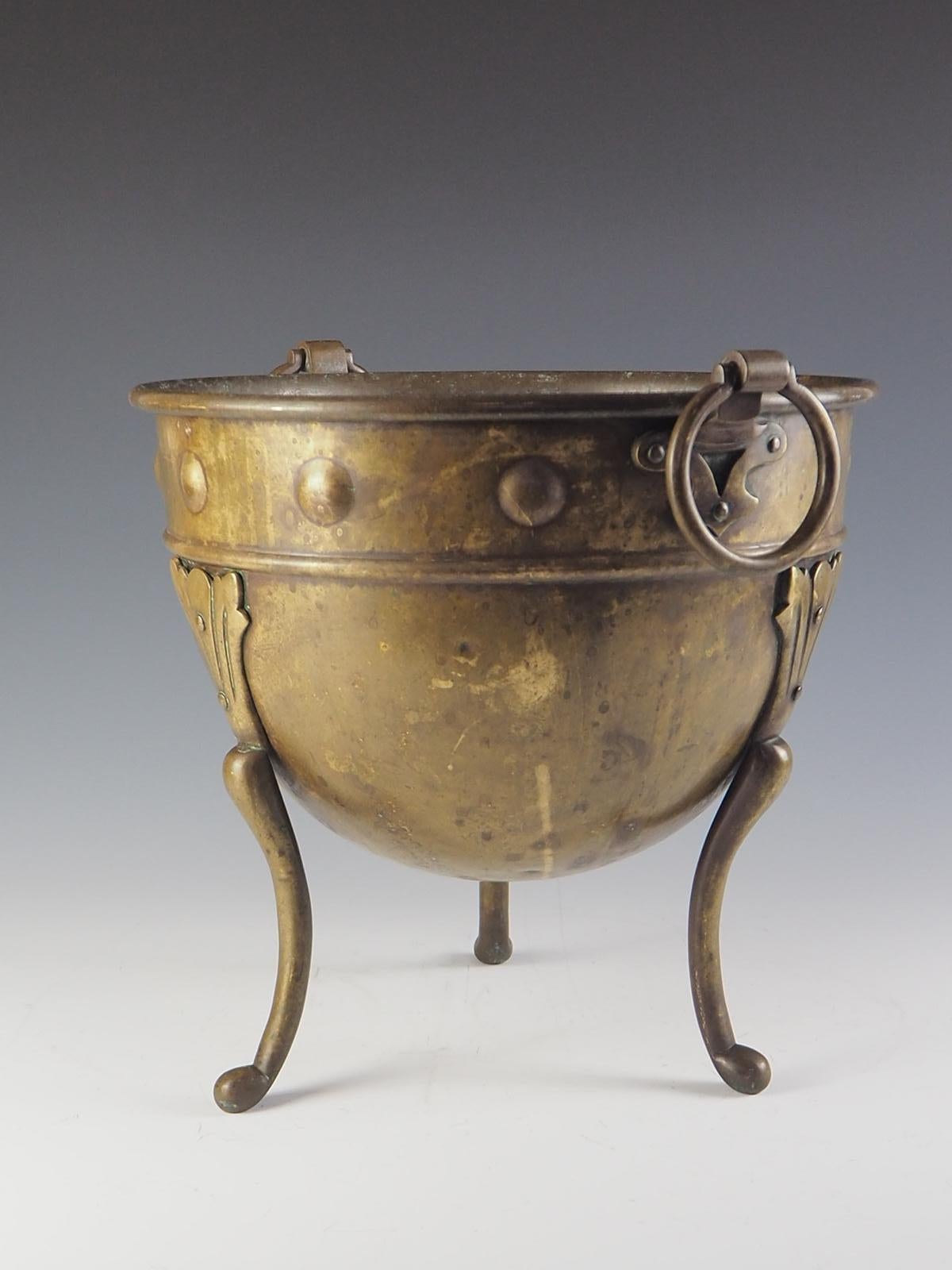 British Brass Arts And Crafts Jardiniere By Henry Loveridge & Co. For Sale