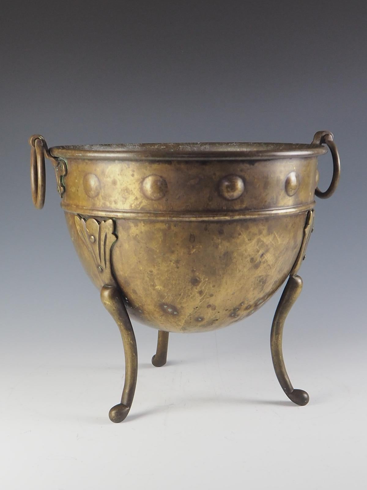 Brass Arts And Crafts Jardiniere By Henry Loveridge & Co. For Sale 1
