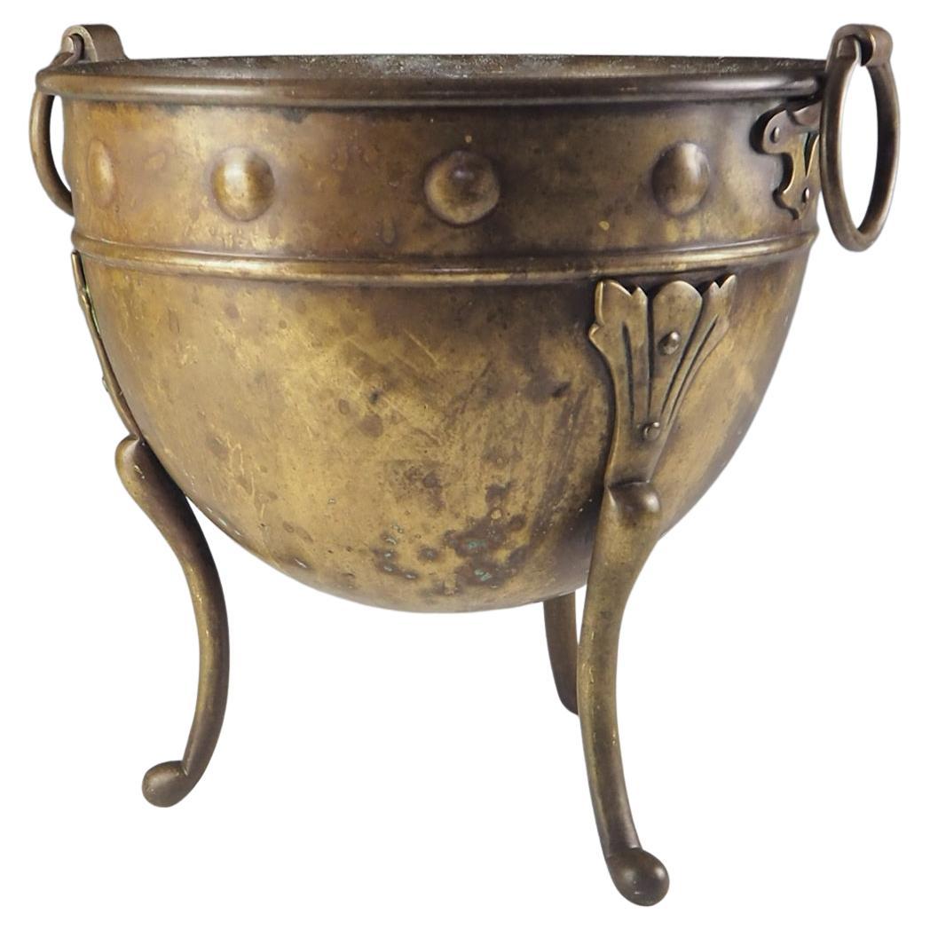 Brass Arts And Crafts Jardiniere By Henry Loveridge & Co. For Sale